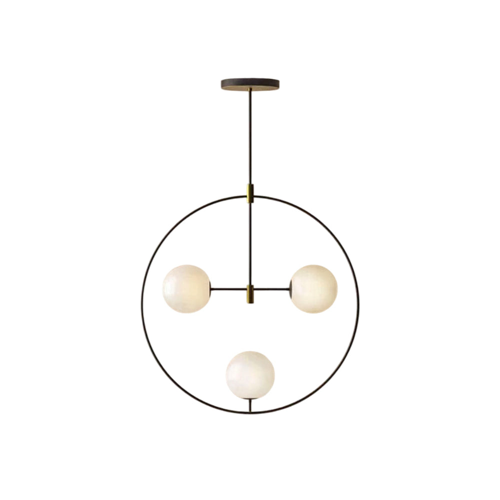 Nexus Modern Minimalist Round Brass Glass Chandelier - Letslighting