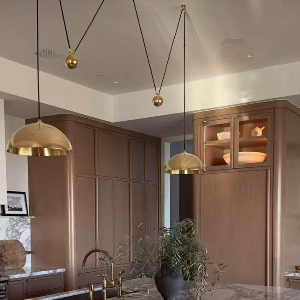 Omen Modern Minimalist Dome Balance Brass Pendant Lamp - Letslighting