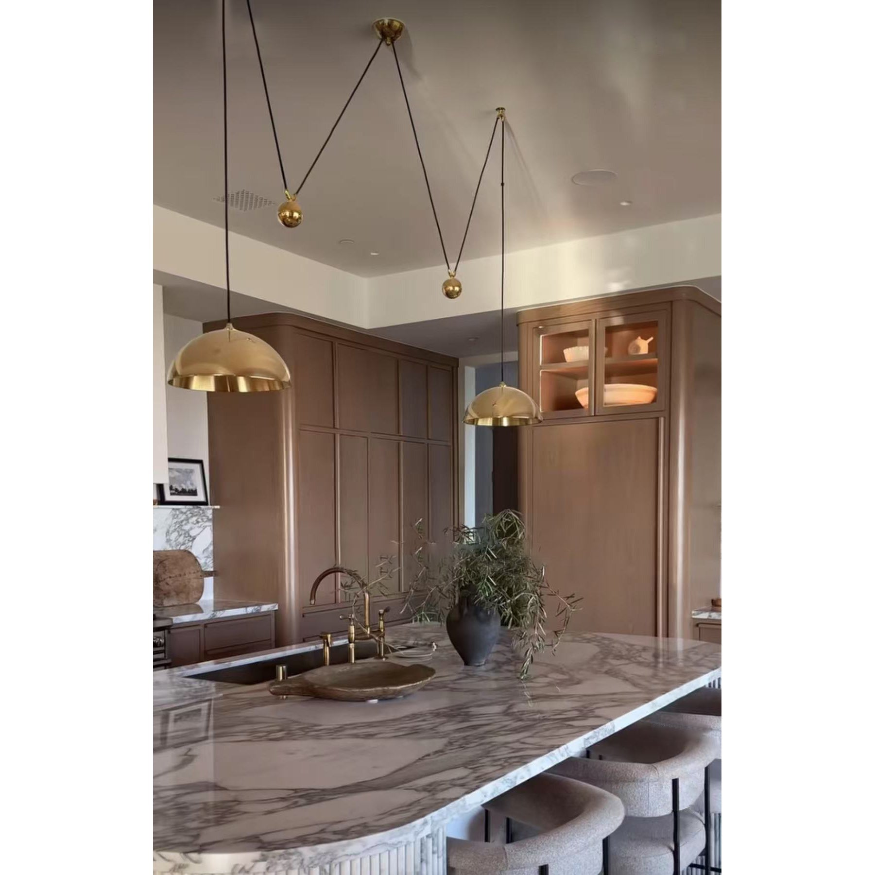Omen Modern Minimalist Dome Balance Brass Pendant Lamp - Letslighting