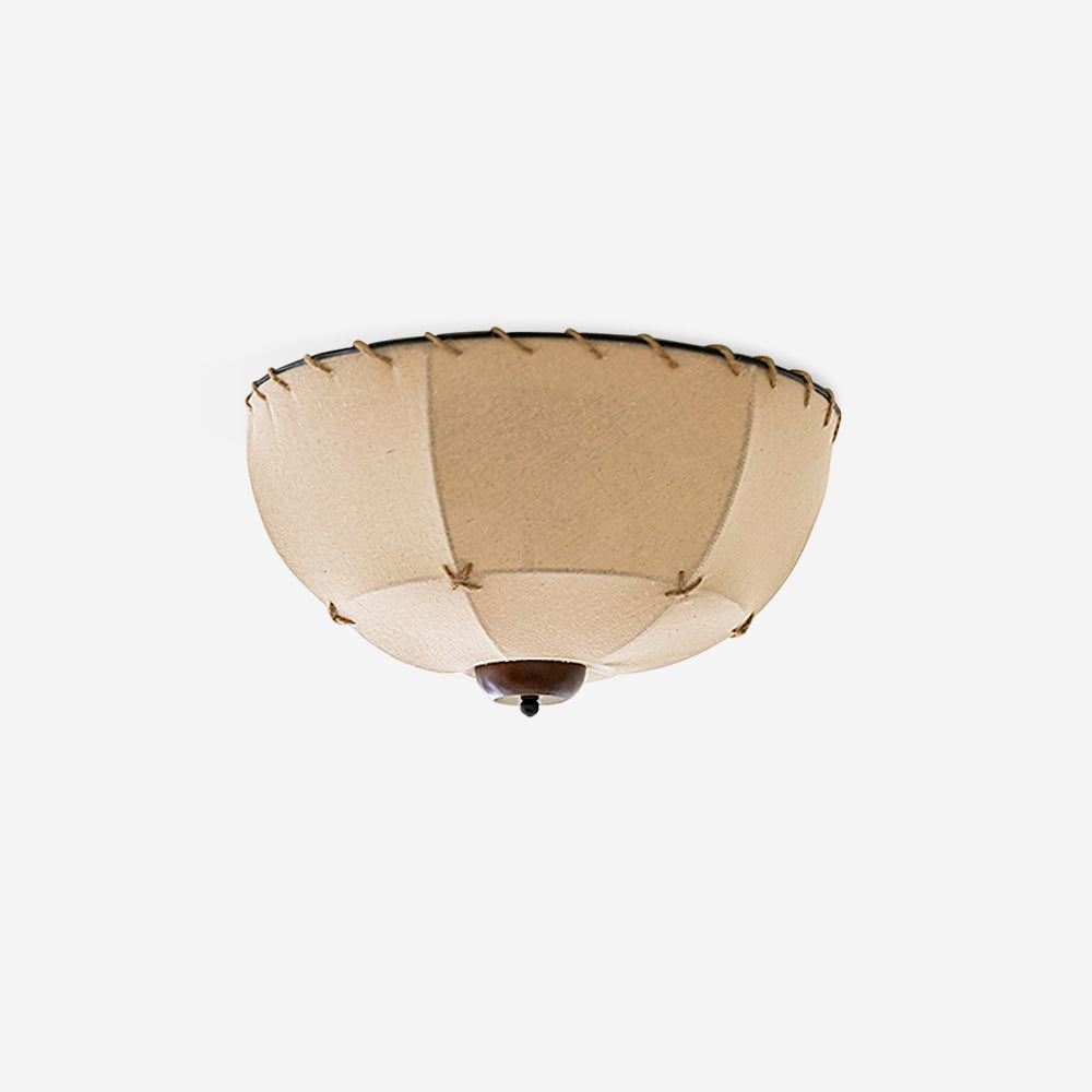 Ceiling Light Handcrafted Shade Wood and Fabric Rustic Fixture - Letslighting