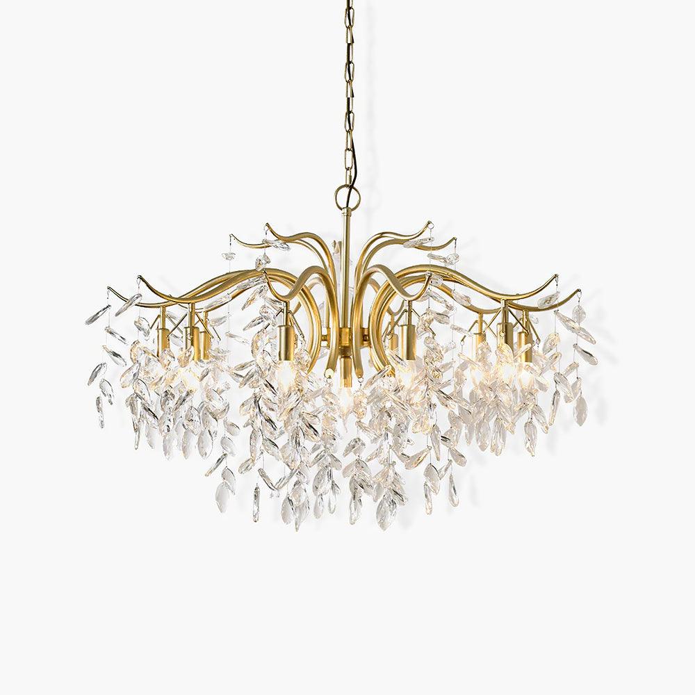 Lustra Chandelier Iron & Crystal Leaf - Letslighting