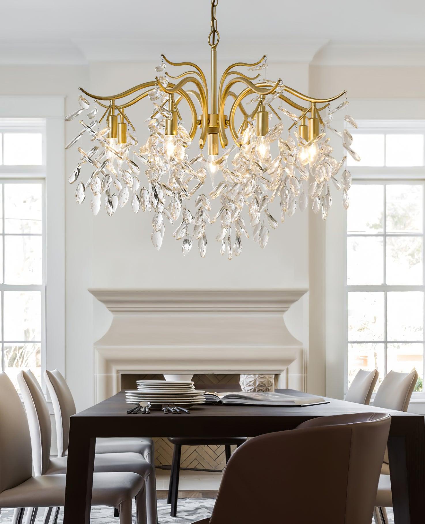 Lustra Chandelier Iron & Crystal Leaf - Letslighting