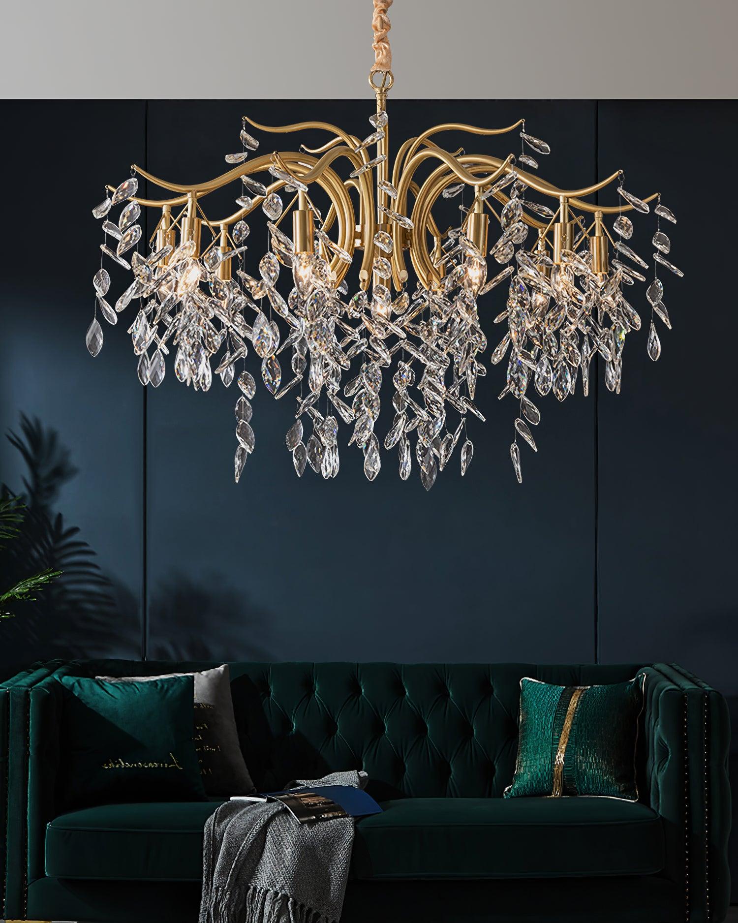 Lustra Chandelier Iron & Crystal Leaf - Letslighting