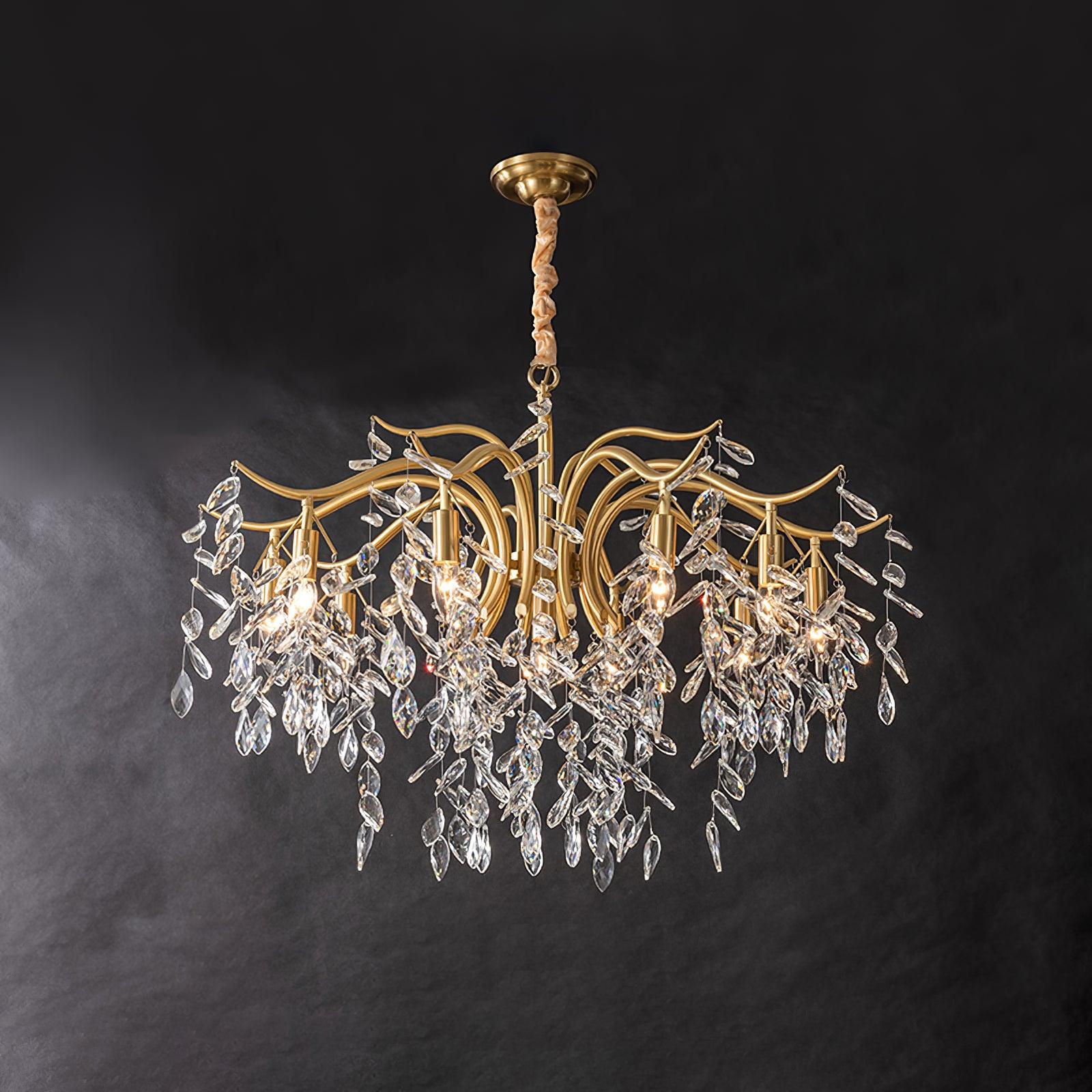 Lustra Chandelier Iron & Crystal Leaf - Letslighting