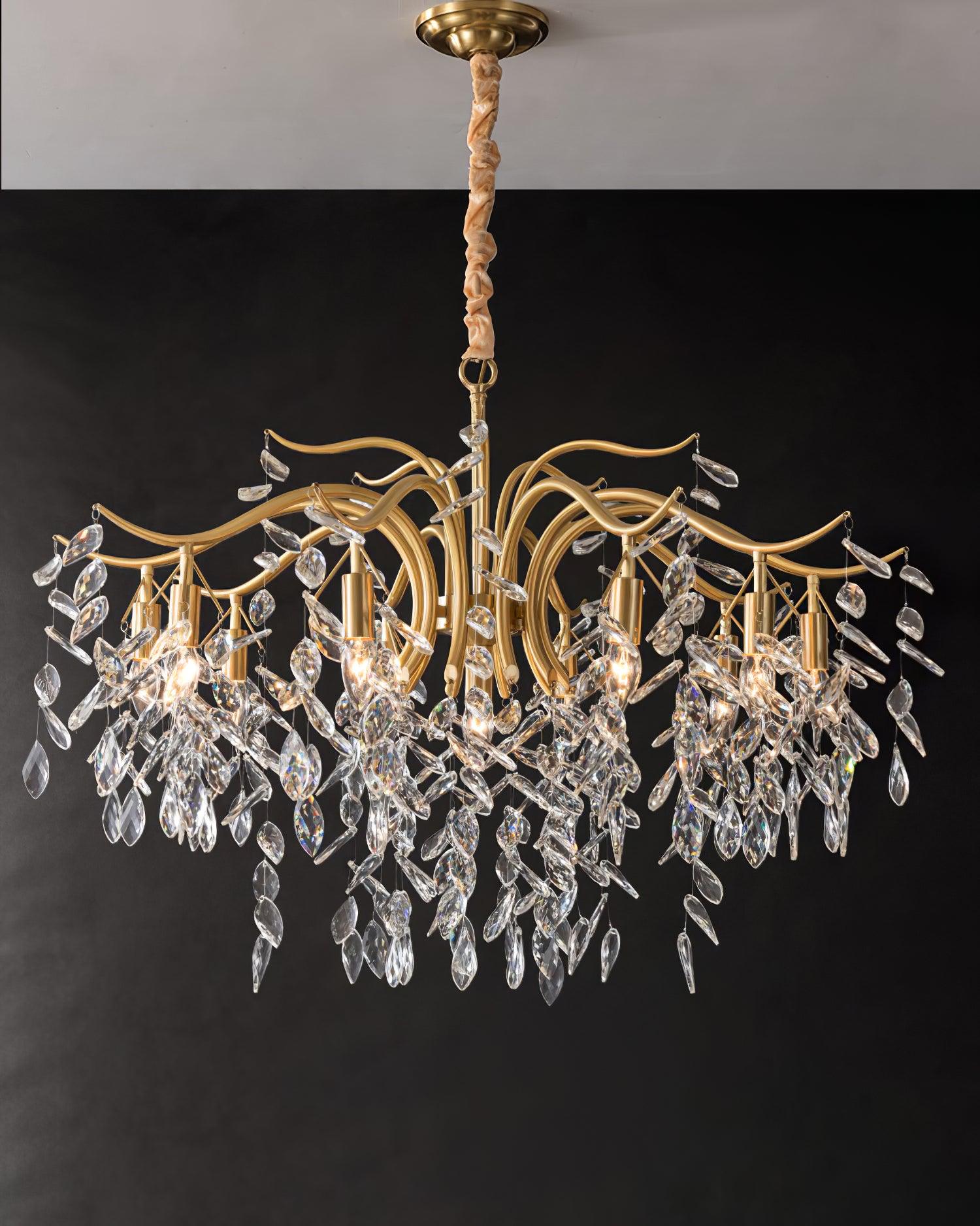 Lustra Chandelier Iron & Crystal Leaf - Letslighting