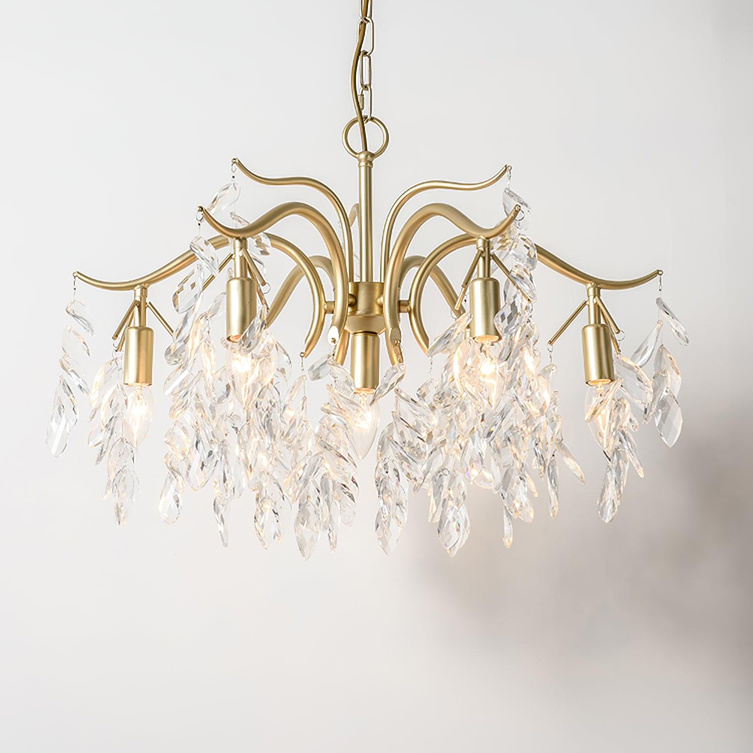 Lustra Chandelier Iron & Crystal Leaf - Letslighting