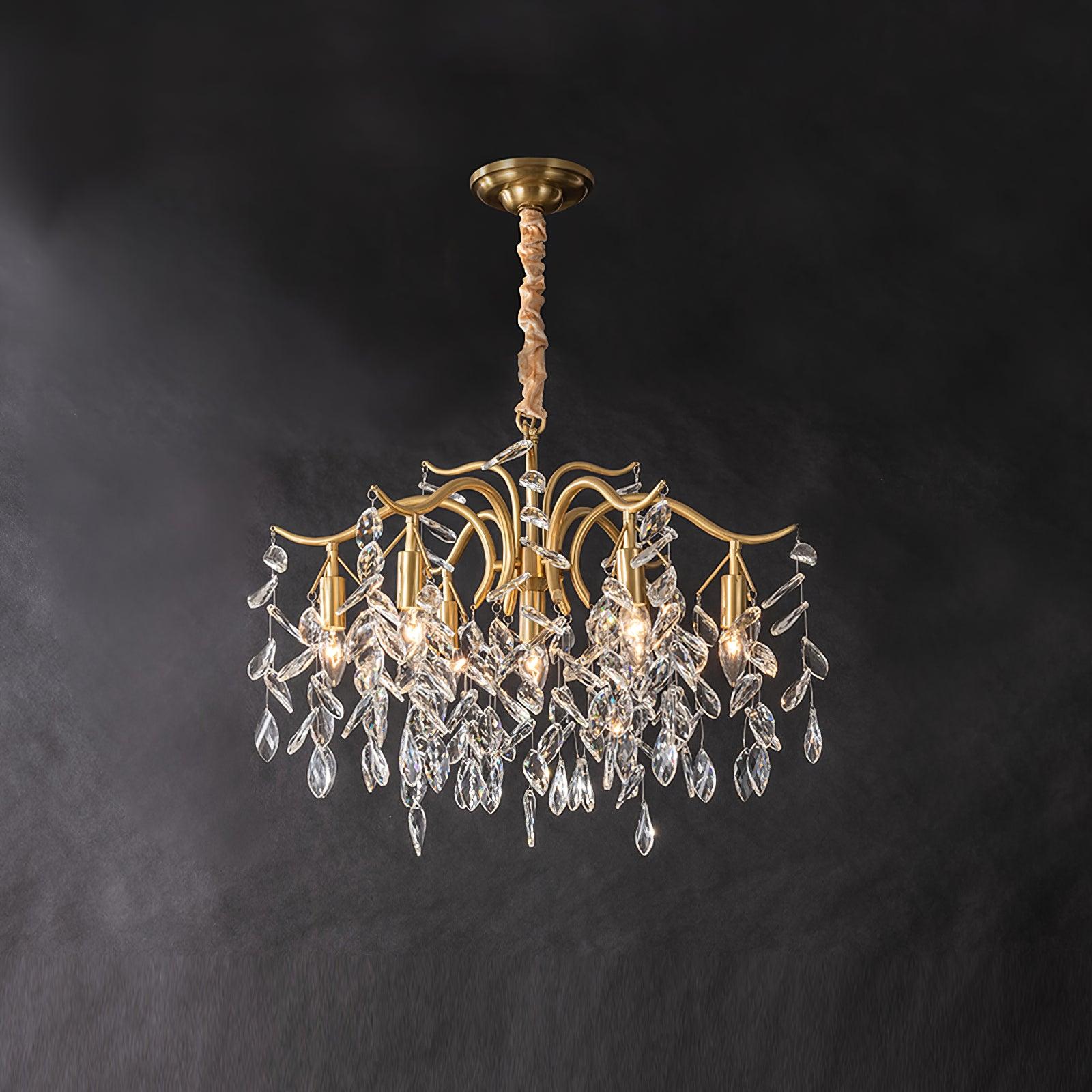 Lustra Chandelier Iron & Crystal Leaf - Letslighting