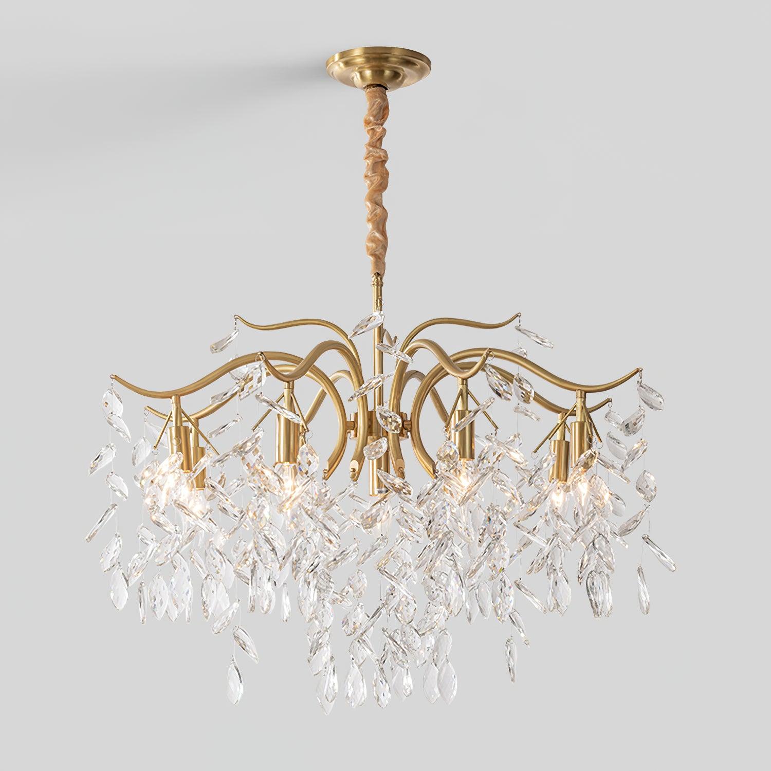 Lustra Chandelier Iron & Crystal Leaf - Letslighting