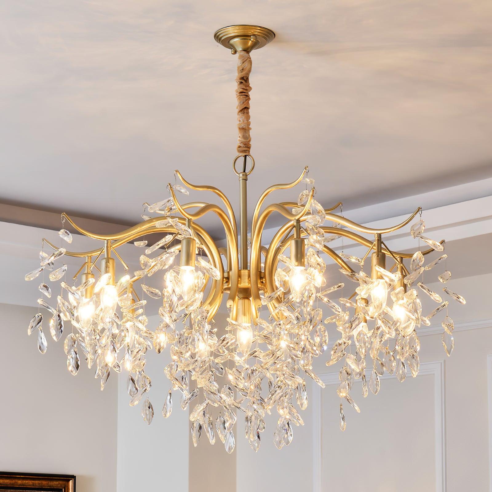 Lustra Chandelier Iron & Crystal Leaf - Letslighting