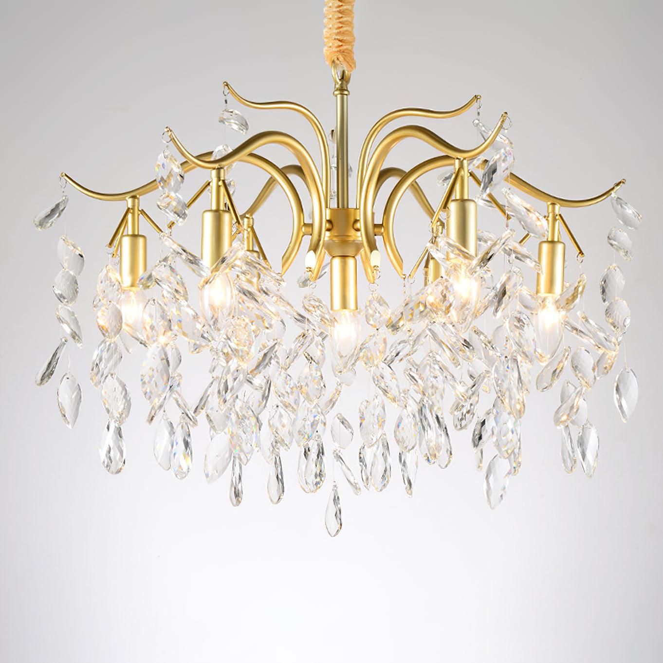 Lustra Chandelier Iron & Crystal Leaf - Letslighting
