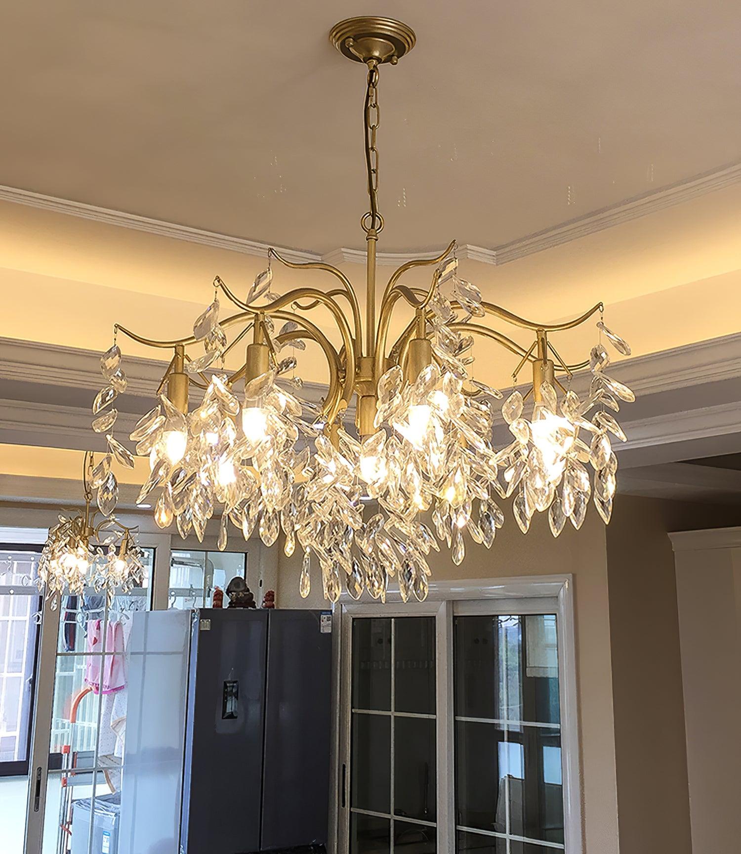 Lustra Chandelier Iron & Crystal Leaf - Letslighting