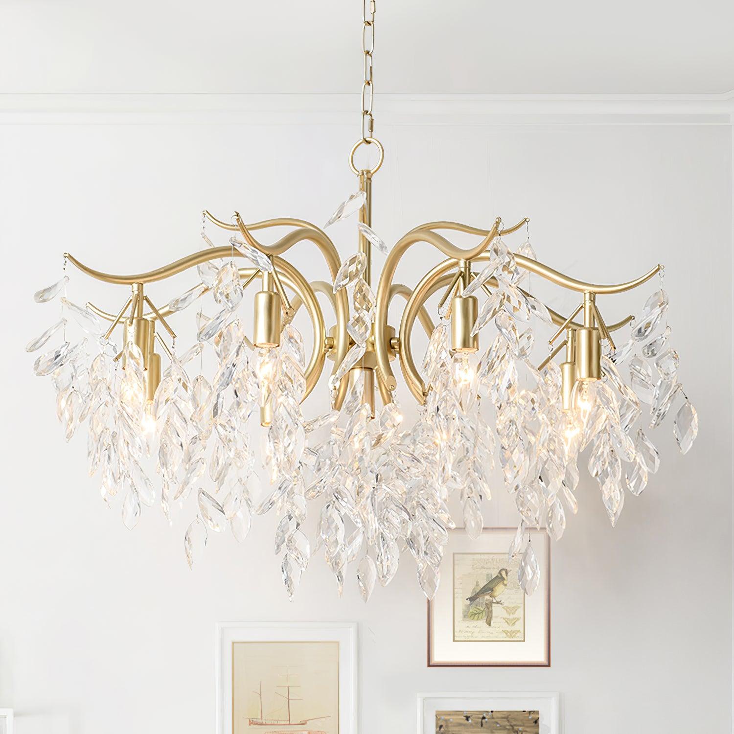 Lustra Chandelier Iron & Crystal Leaf - Letslighting