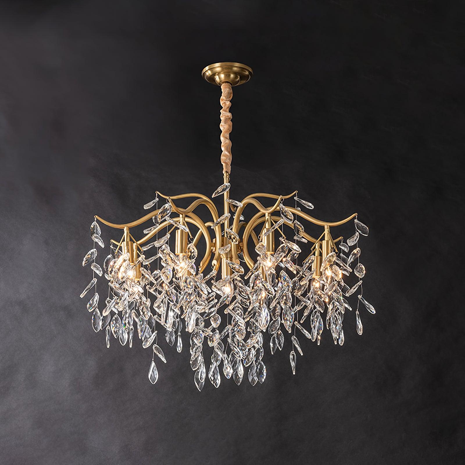 Lustra Chandelier Iron & Crystal Leaf - Letslighting