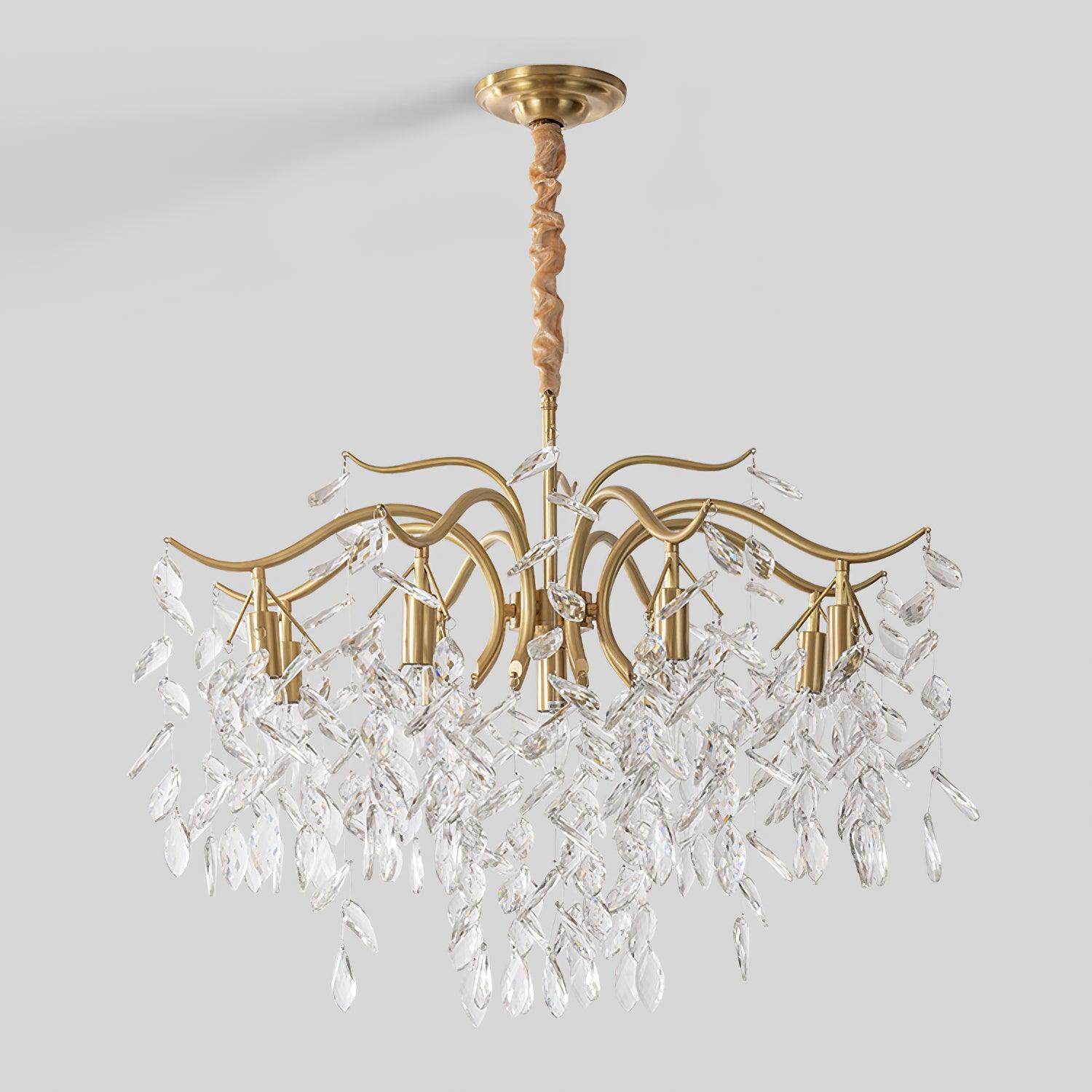 Lustra Chandelier Iron & Crystal Leaf - Letslighting