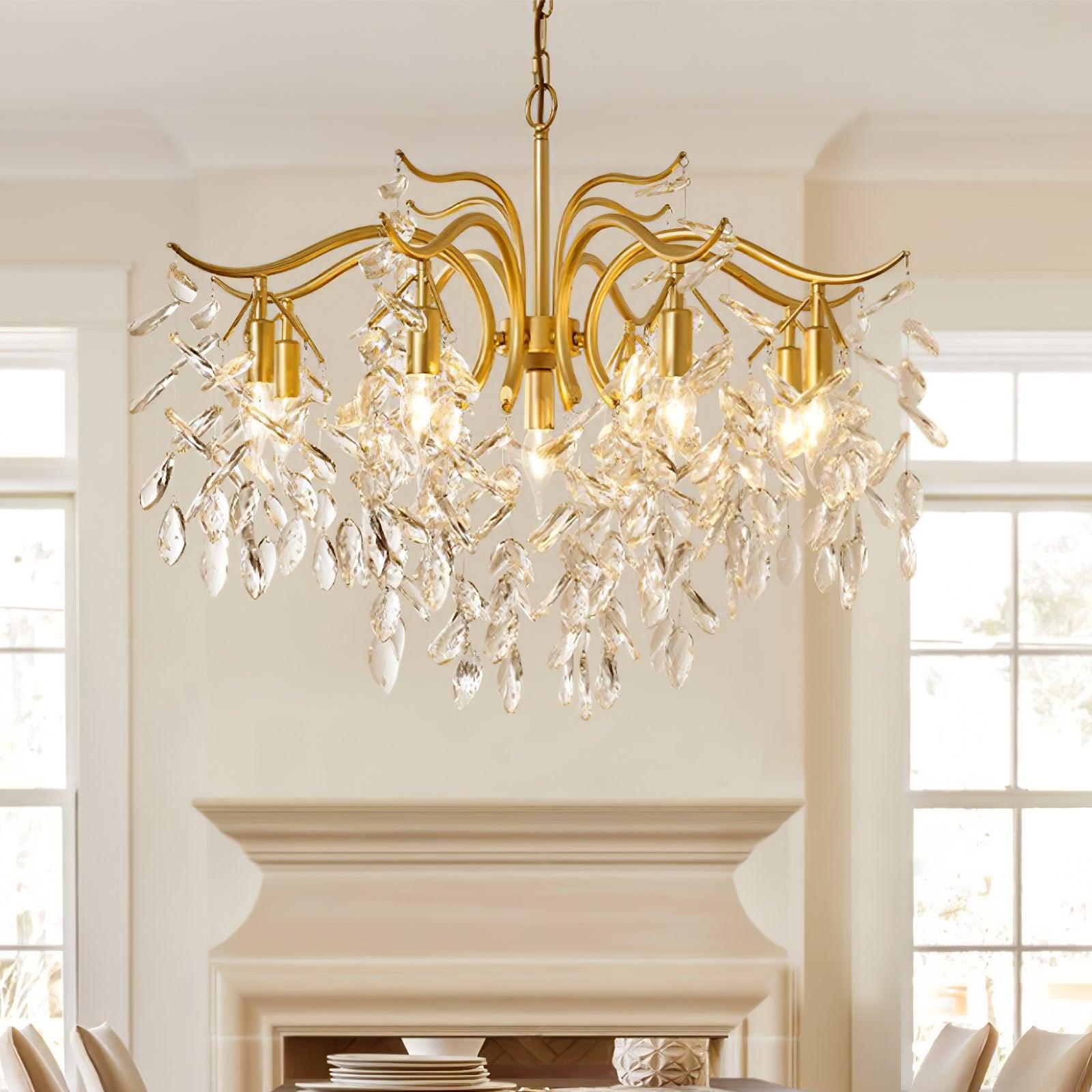 Lustra Chandelier Iron & Crystal Leaf - Letslighting
