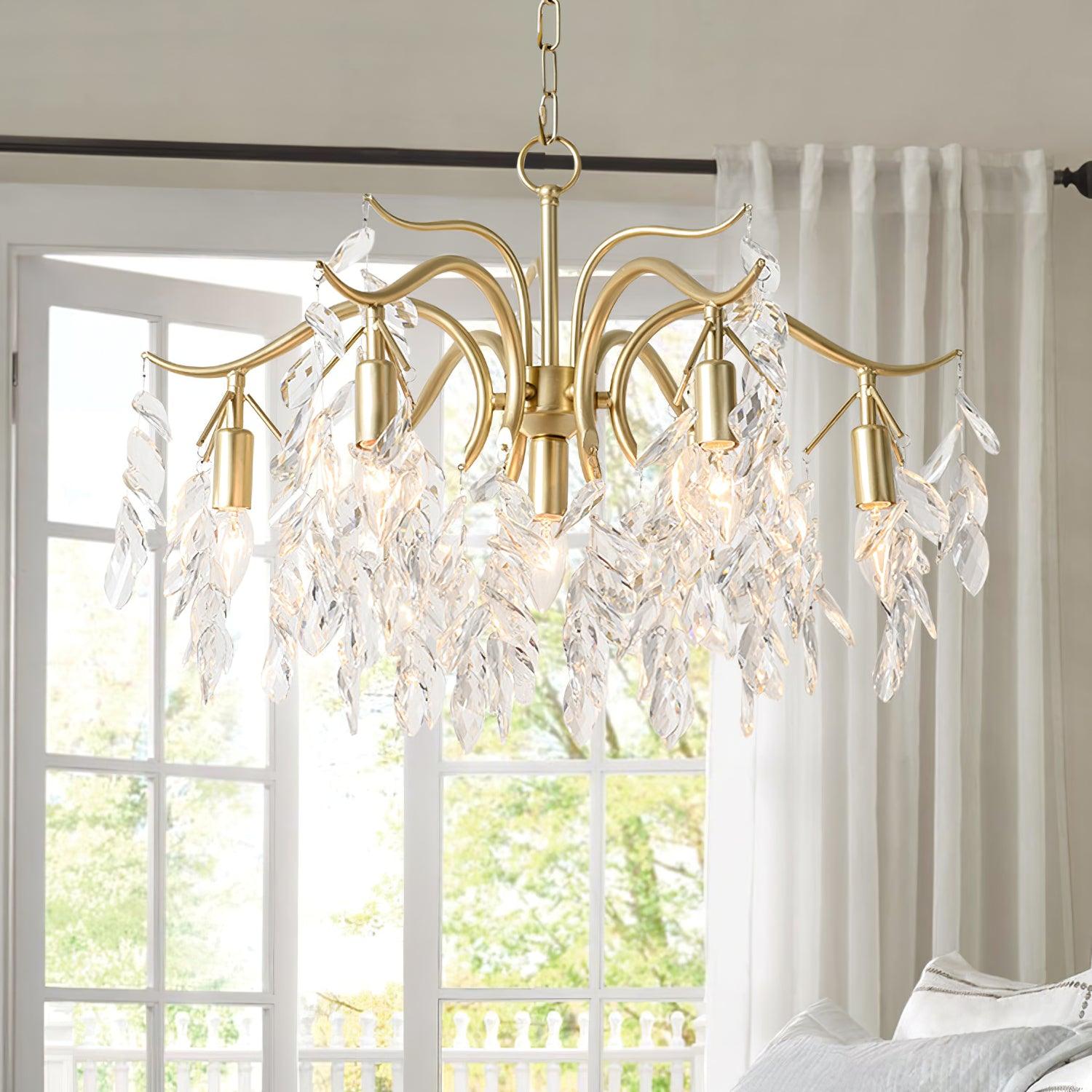 Lustra Chandelier Iron & Crystal Leaf - Letslighting