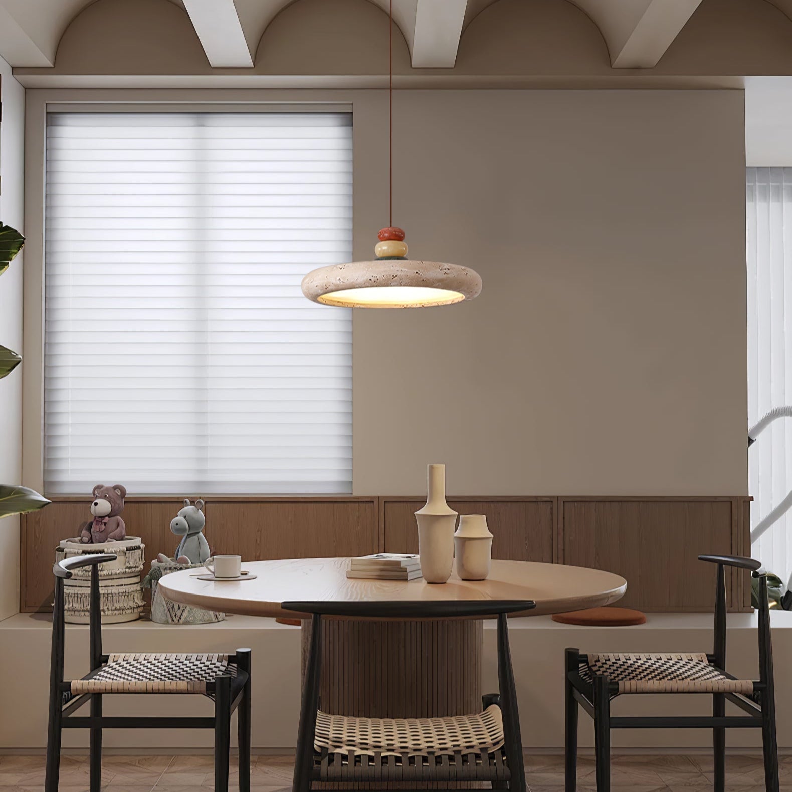 Cuvarora Disc Travertine Pendant Light - Letslighting