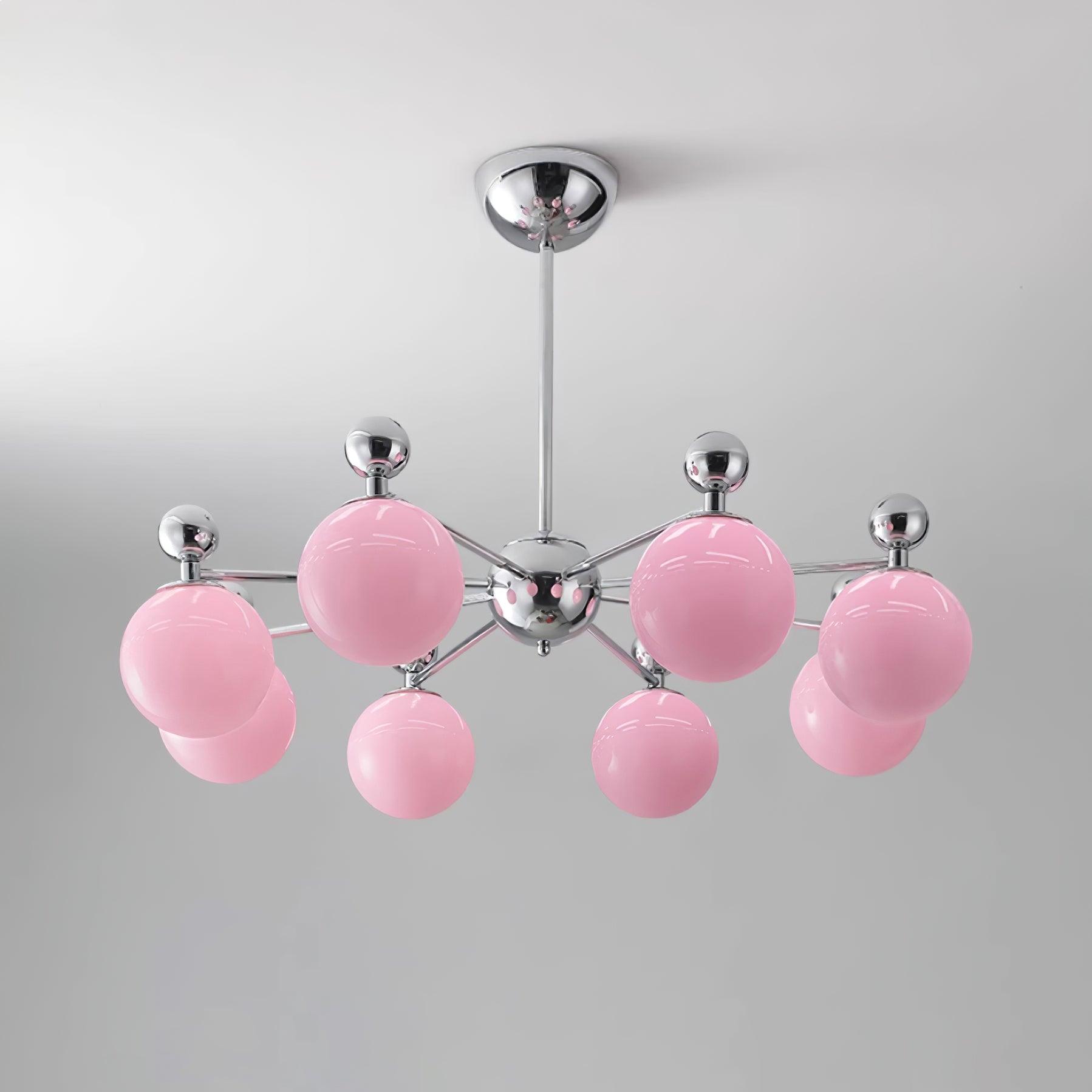 Dori Chandelier Pink Glass Globe Array - Letslighting