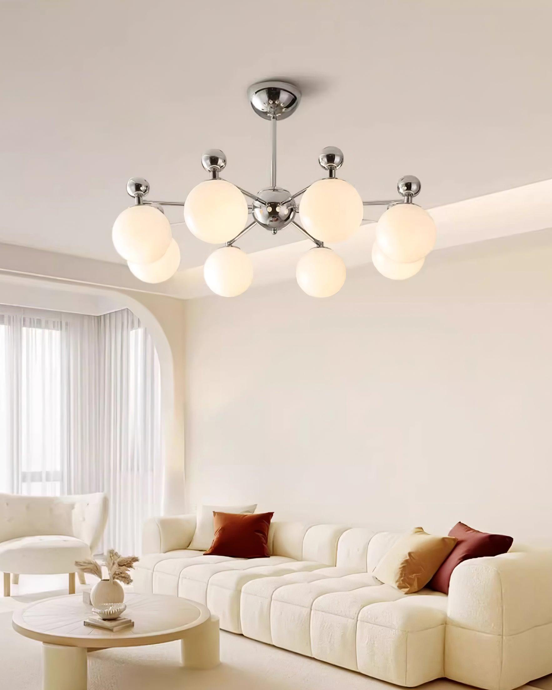 Dori Chandelier Pink Glass Globe Array - Letslighting