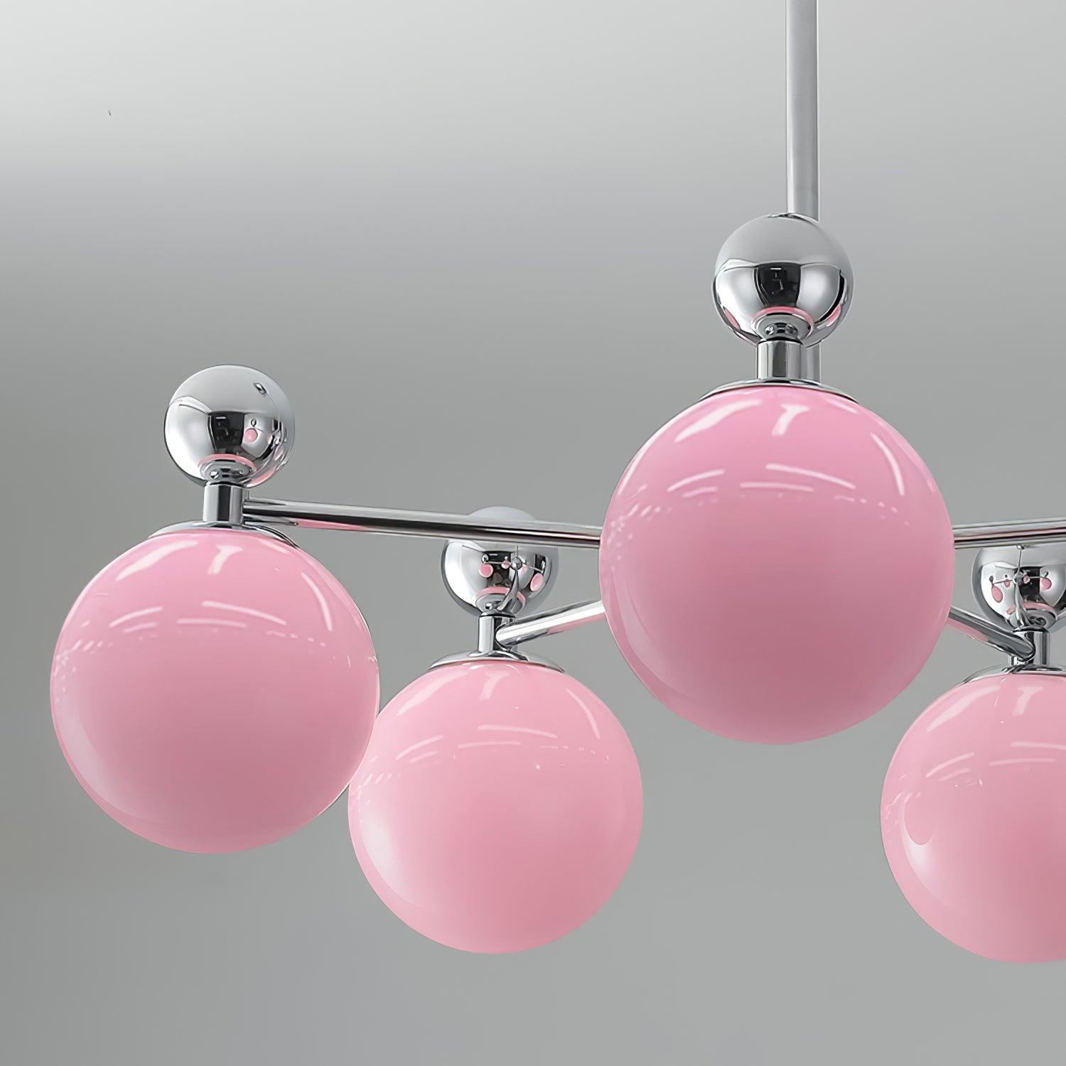 Dori Chandelier Pink Glass Globe Array - Letslighting