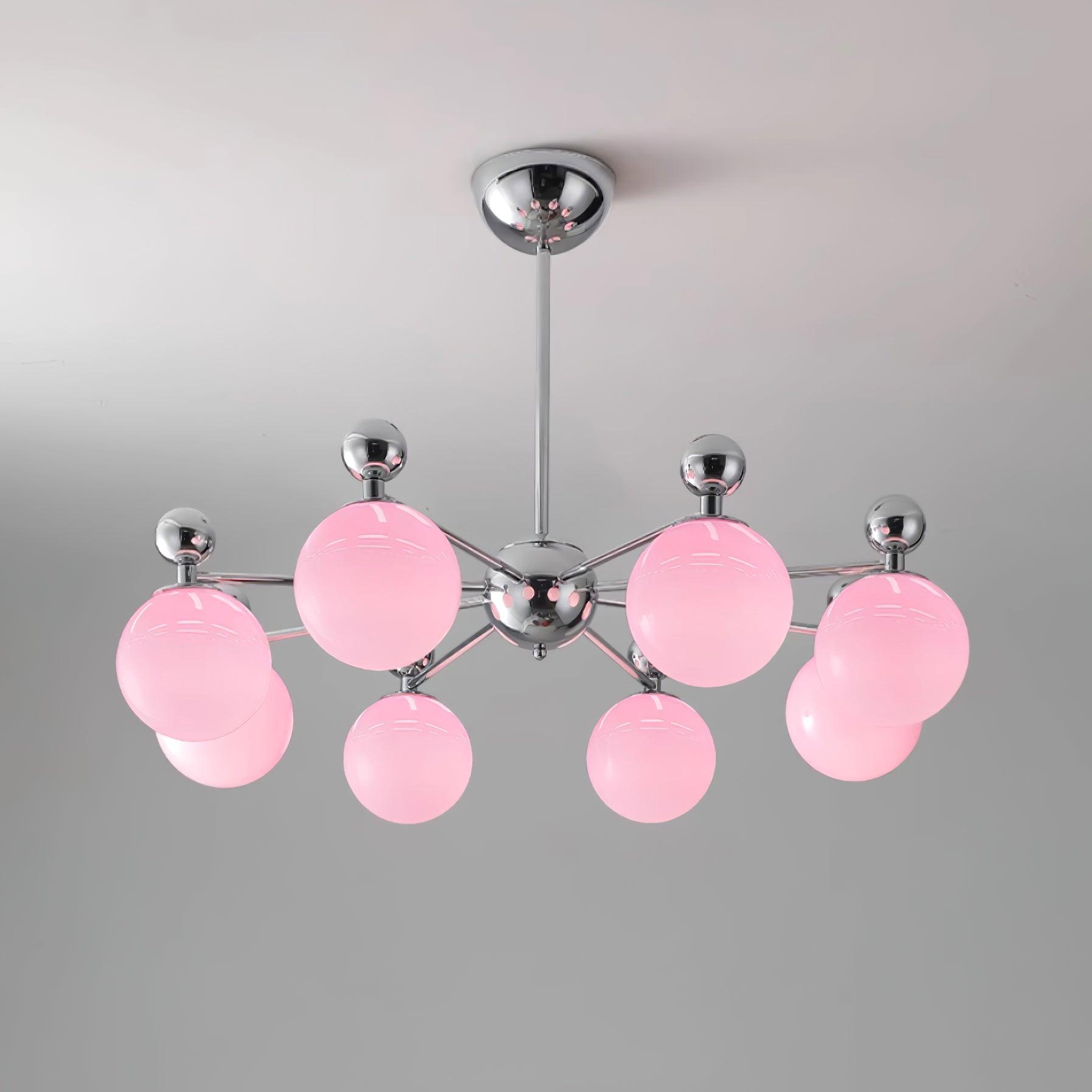 Dori Chandelier Pink Glass Globe Array - Letslighting