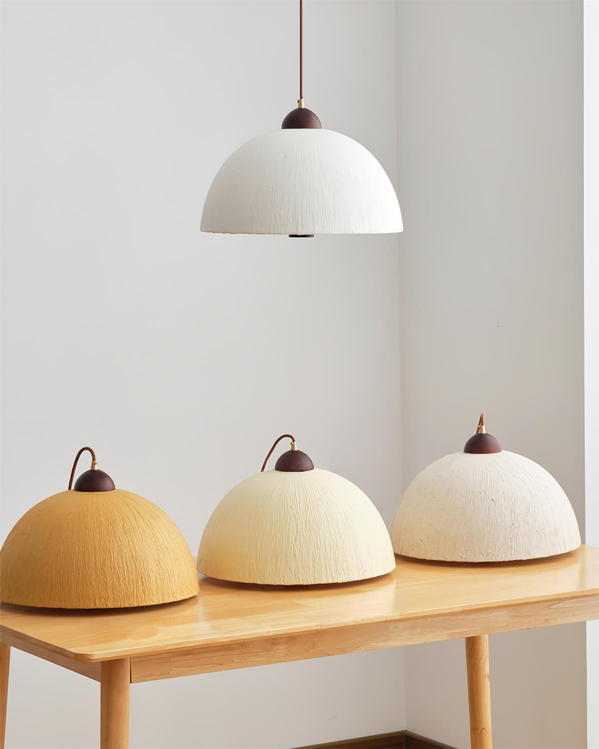Doria Textured Rice-Paper Pendant Lamp - Letslighting