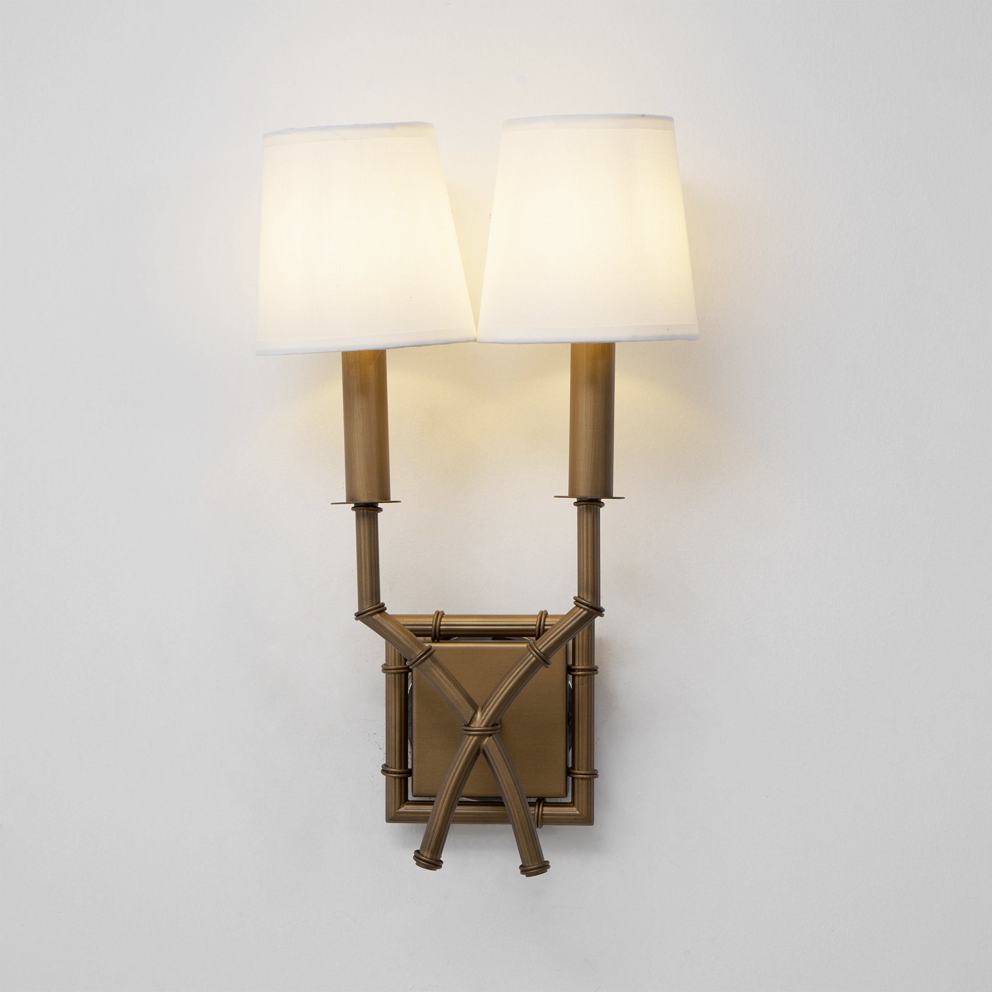 Yelp Vintage Industrial Double Arm Bamboo Fabric Sconce Wall Lamp - Letslighting