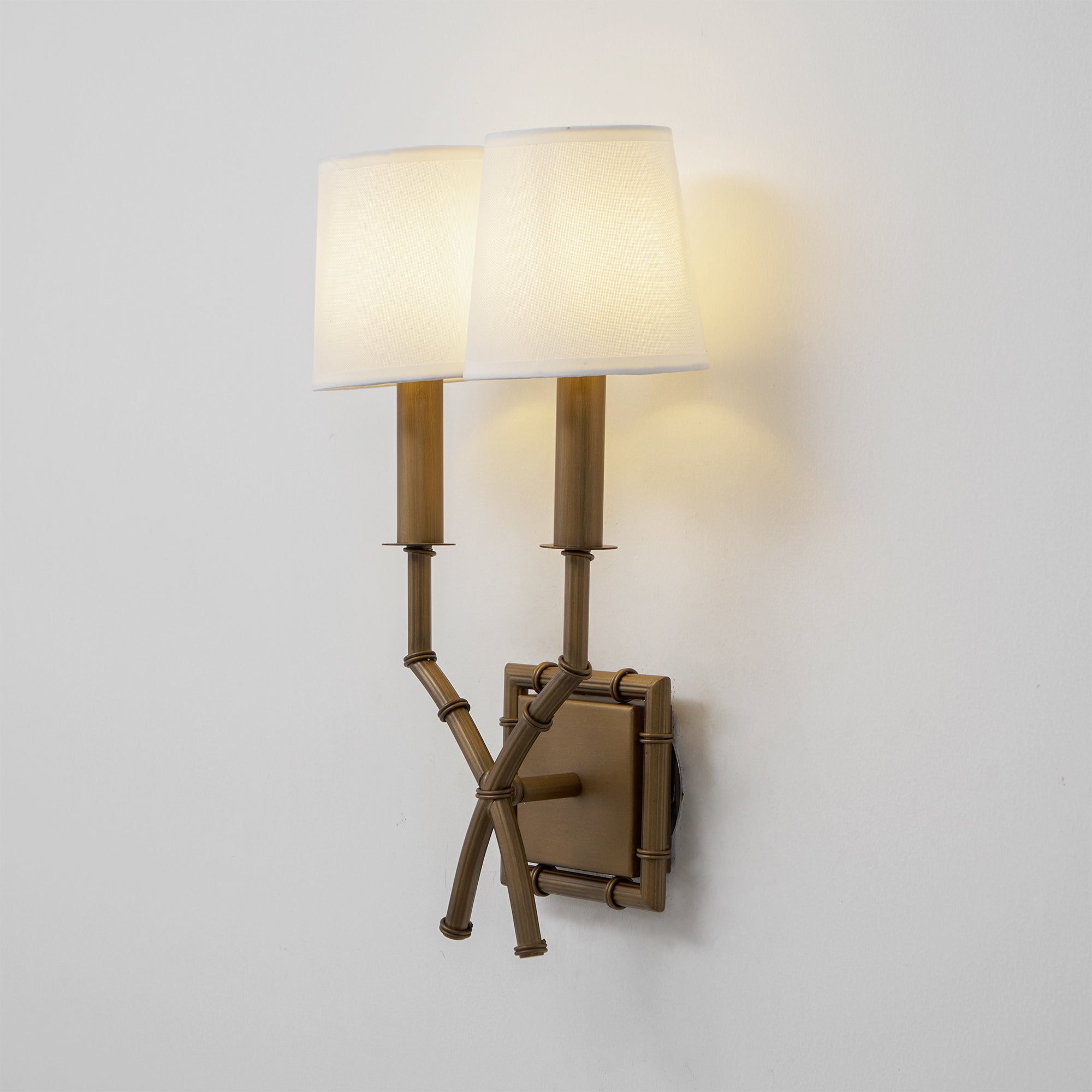 Yelp Vintage Industrial Double Arm Bamboo Fabric Sconce Wall Lamp - Letslighting