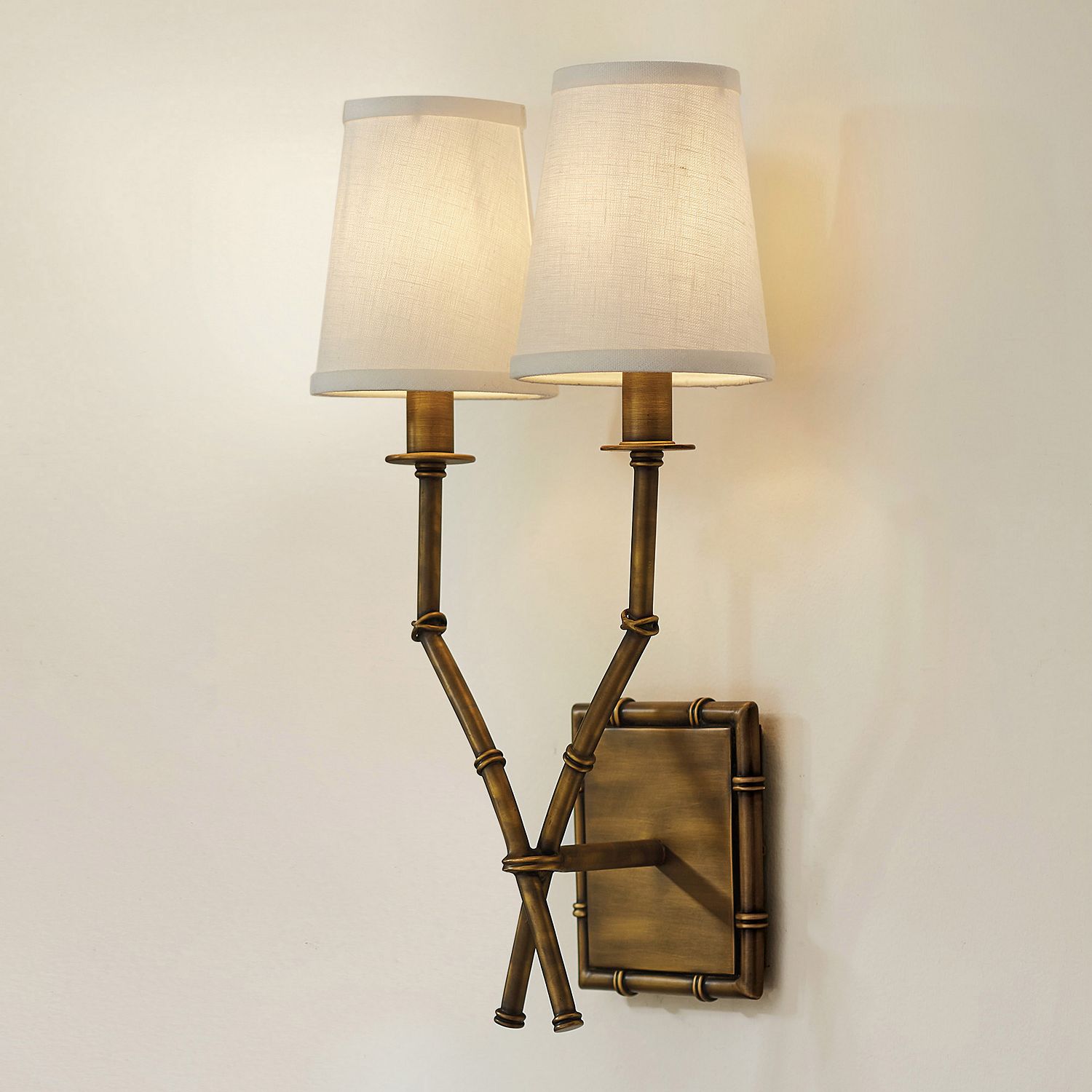 Yelp Vintage Industrial Double Arm Bamboo Fabric Sconce Wall Lamp - Letslighting