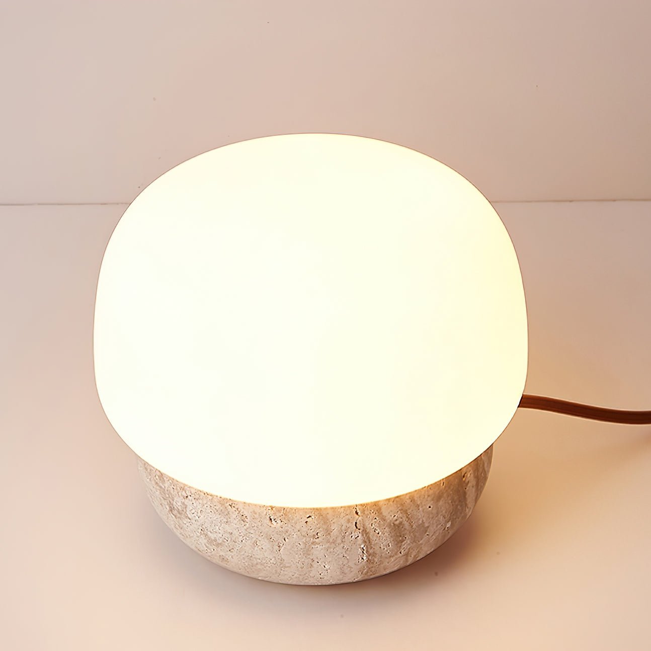 Eldoreth Dome Base Travertine Table Lamp - Letslighting