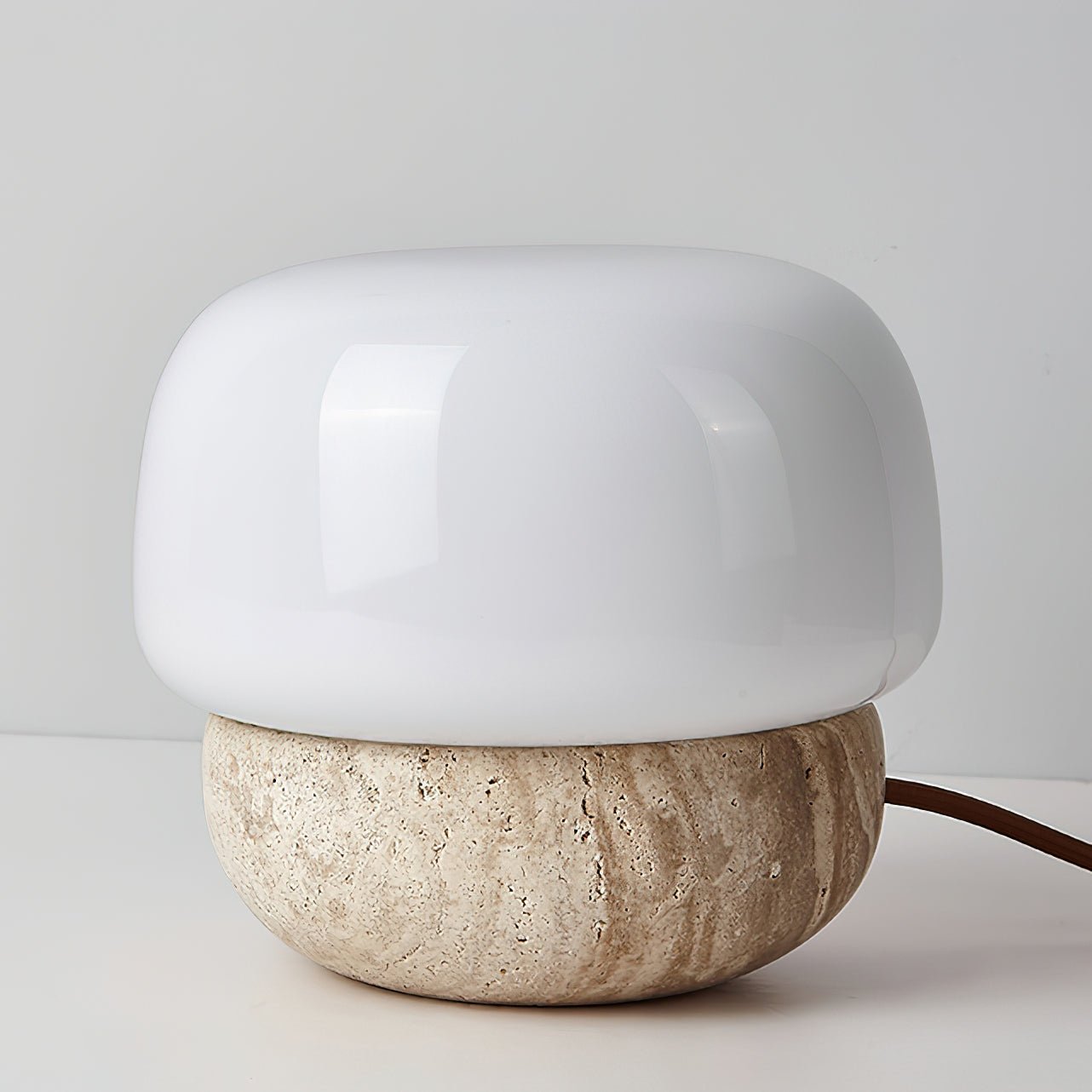Eldoreth Dome Base Travertine Table Lamp - Letslighting