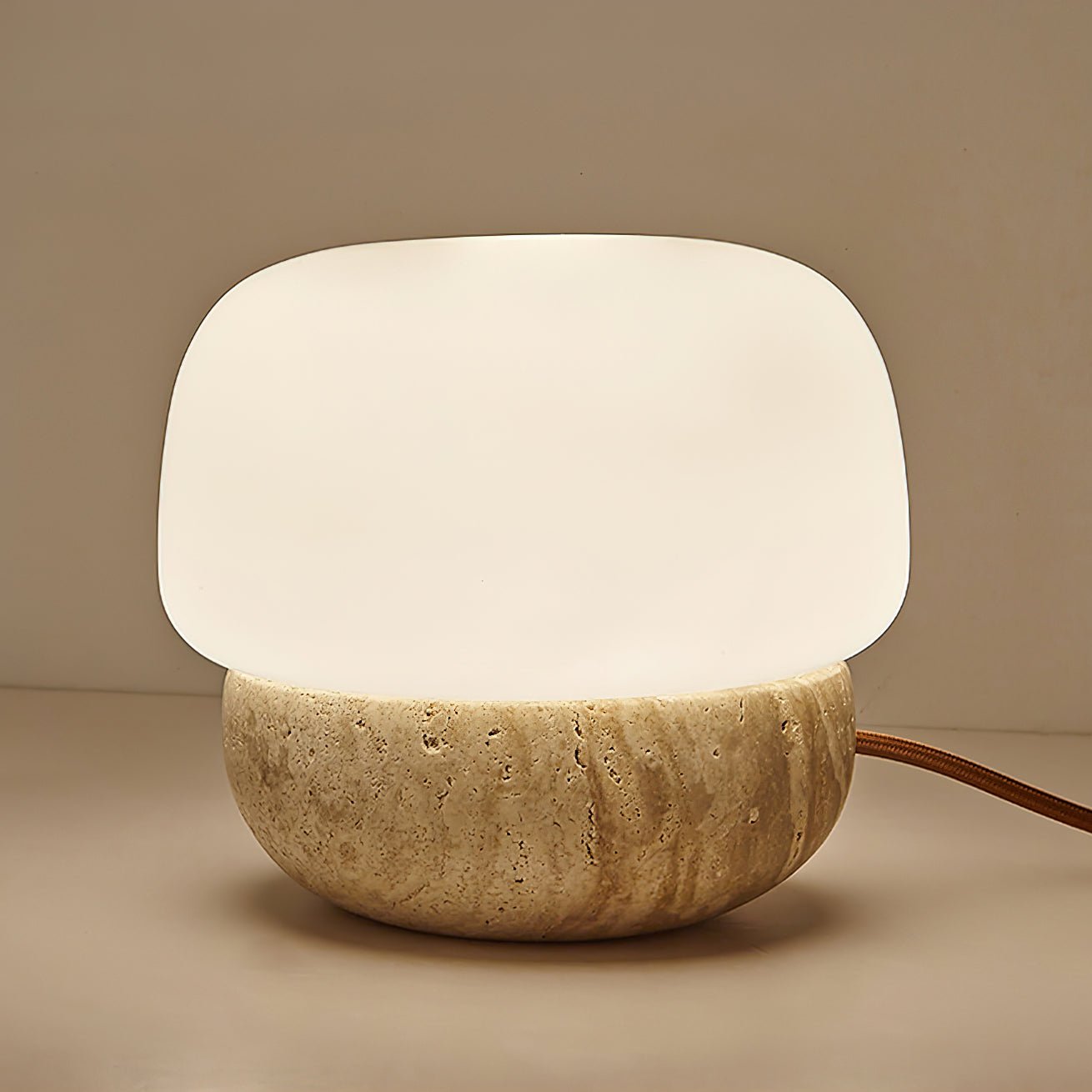 Eldoreth Dome Base Travertine Table Lamp - Letslighting