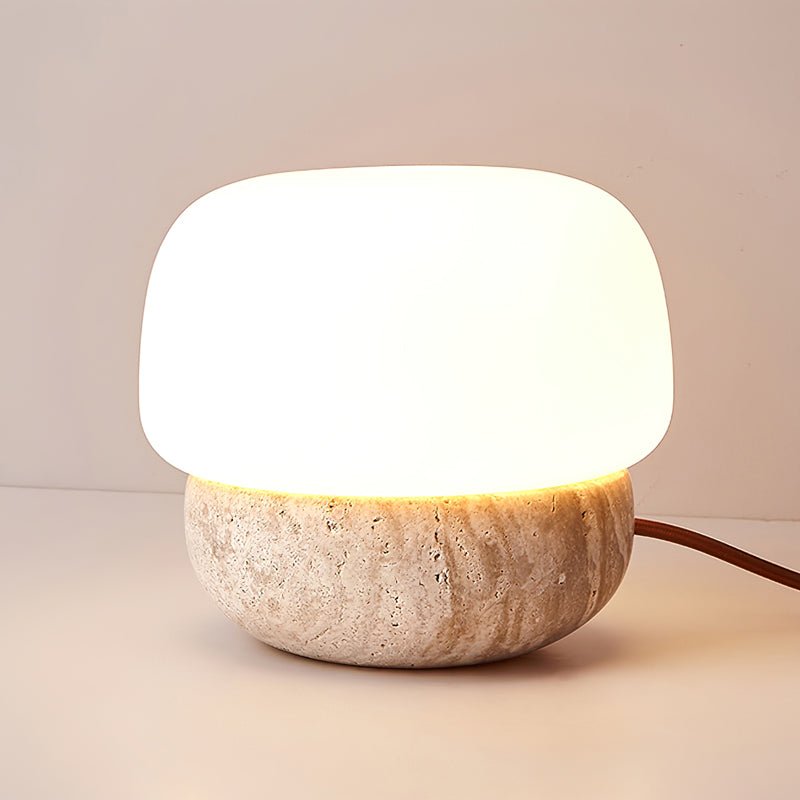 Eldoreth Dome Base Travertine Table Lamp - Letslighting