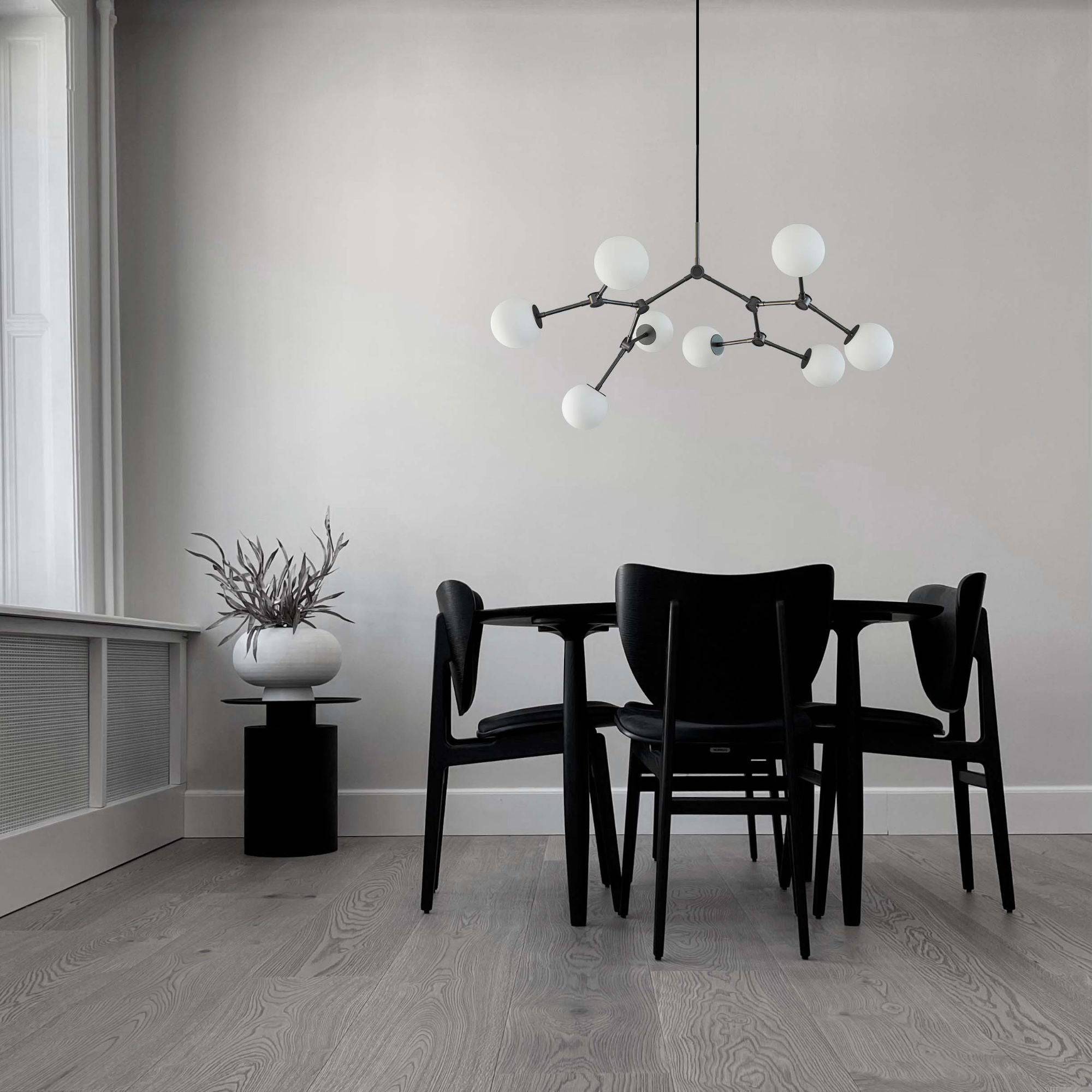 Halo Modern Minimalist Ball Black Glass Chandelier - Letslighting