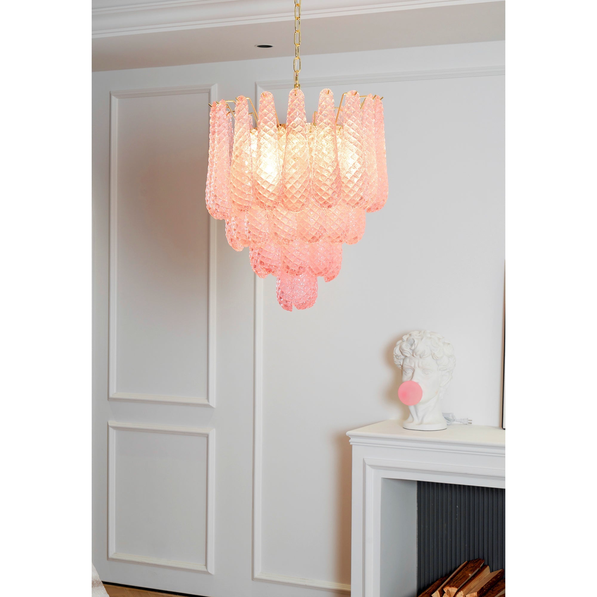 Junto Postmodern Luxury Drop Pink Glass Chandelier - Letslighting