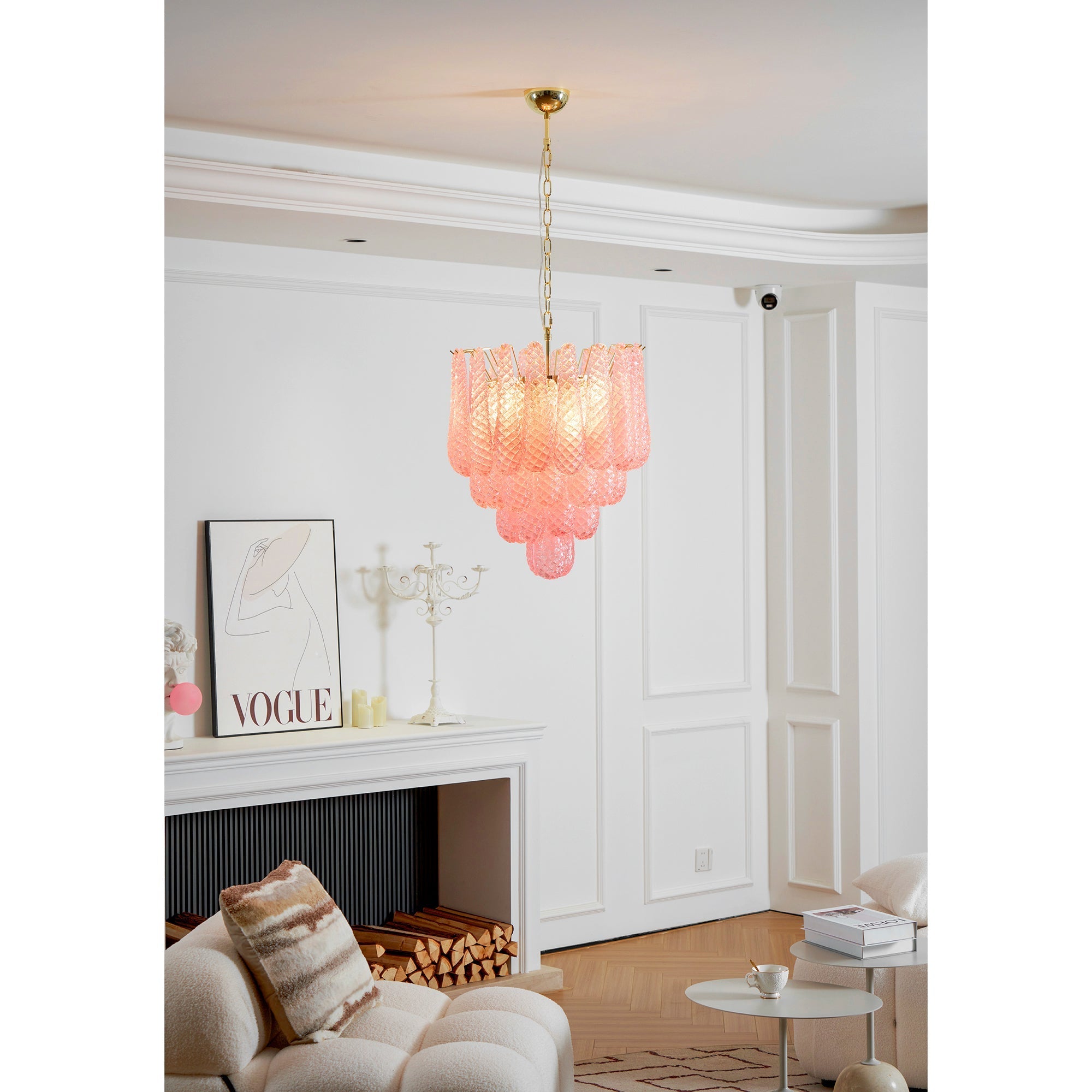 Junto Postmodern Luxury Drop Pink Glass Chandelier - Letslighting