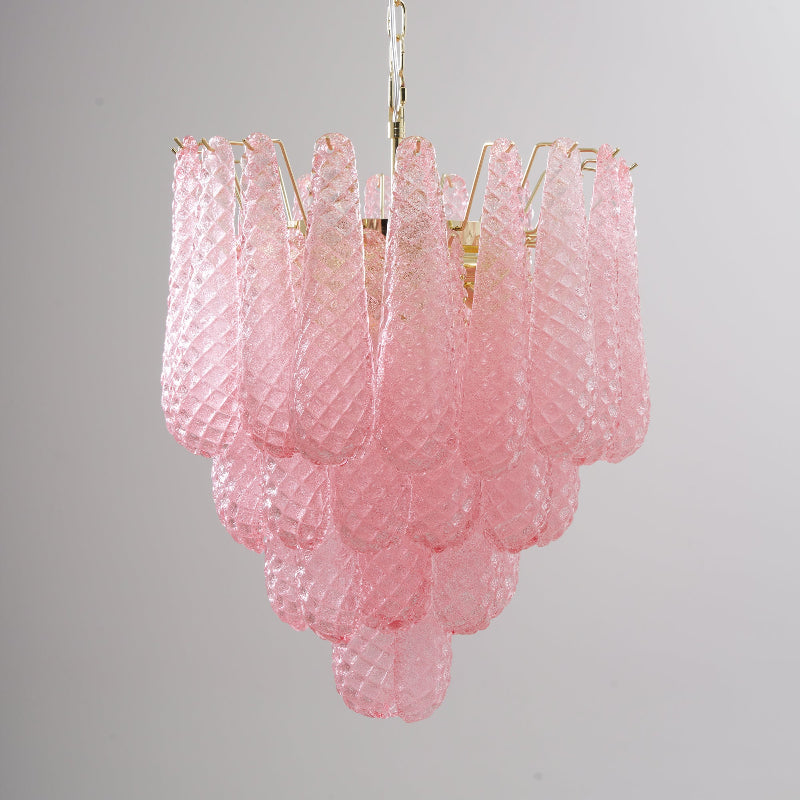Junto Postmodern Luxury Drop Pink Glass Chandelier - Letslighting