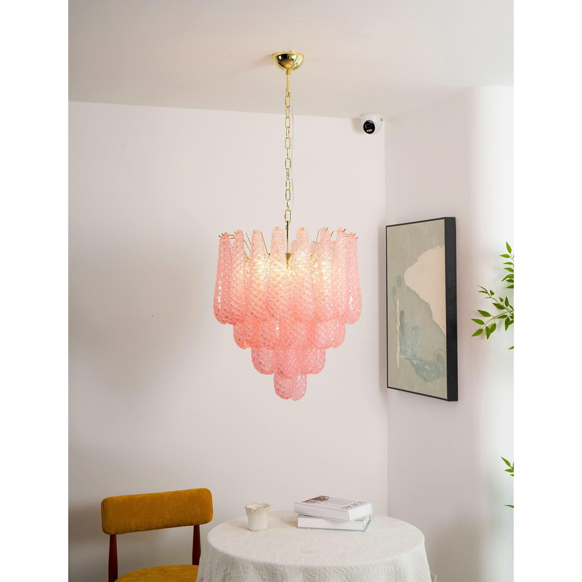 Junto Postmodern Luxury Drop Pink Glass Chandelier - Letslighting