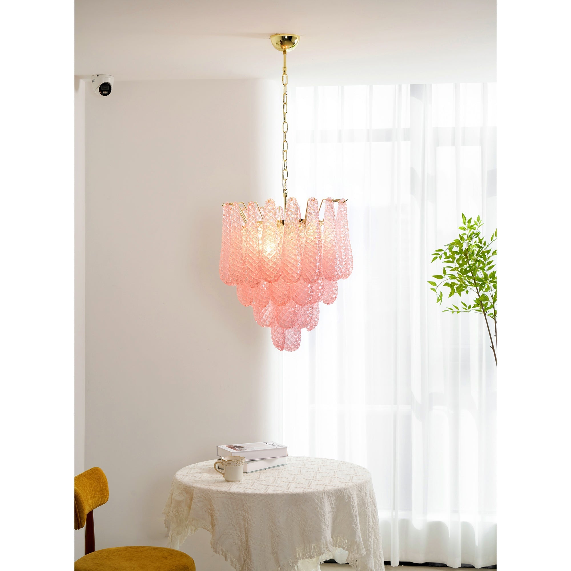 Junto Postmodern Luxury Drop Pink Glass Chandelier - Letslighting