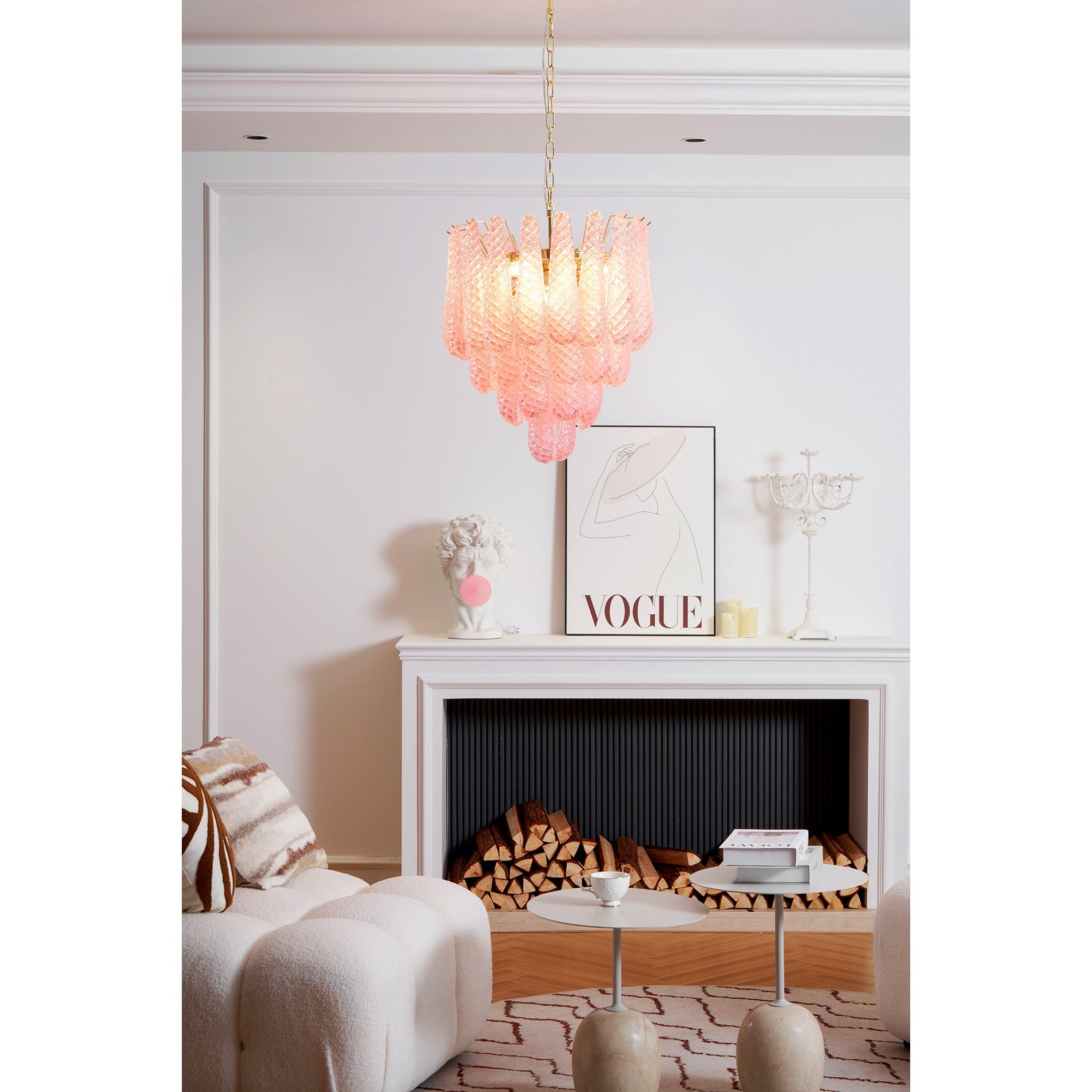 Junto Postmodern Luxury Drop Pink Glass Chandelier - Letslighting