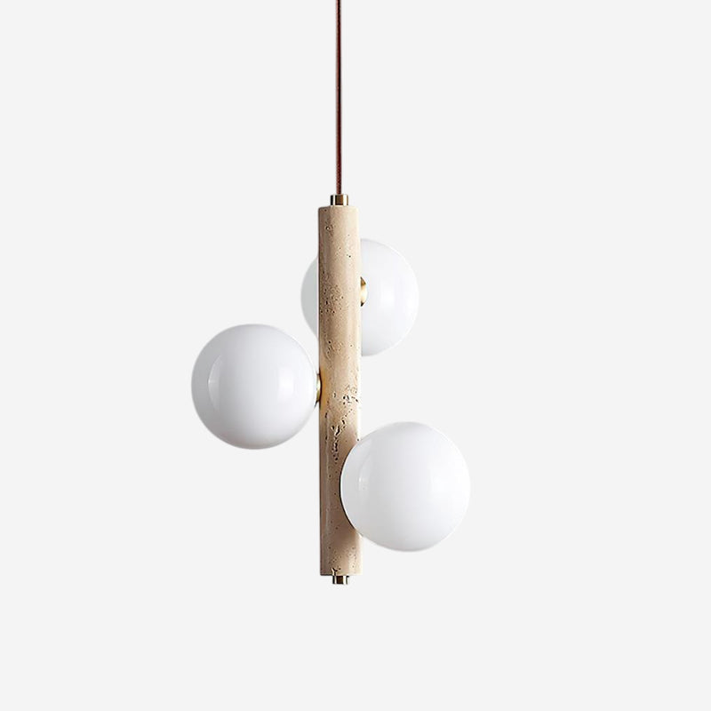 Orbitra Vertical Pendant Lamp Travertine & Glass