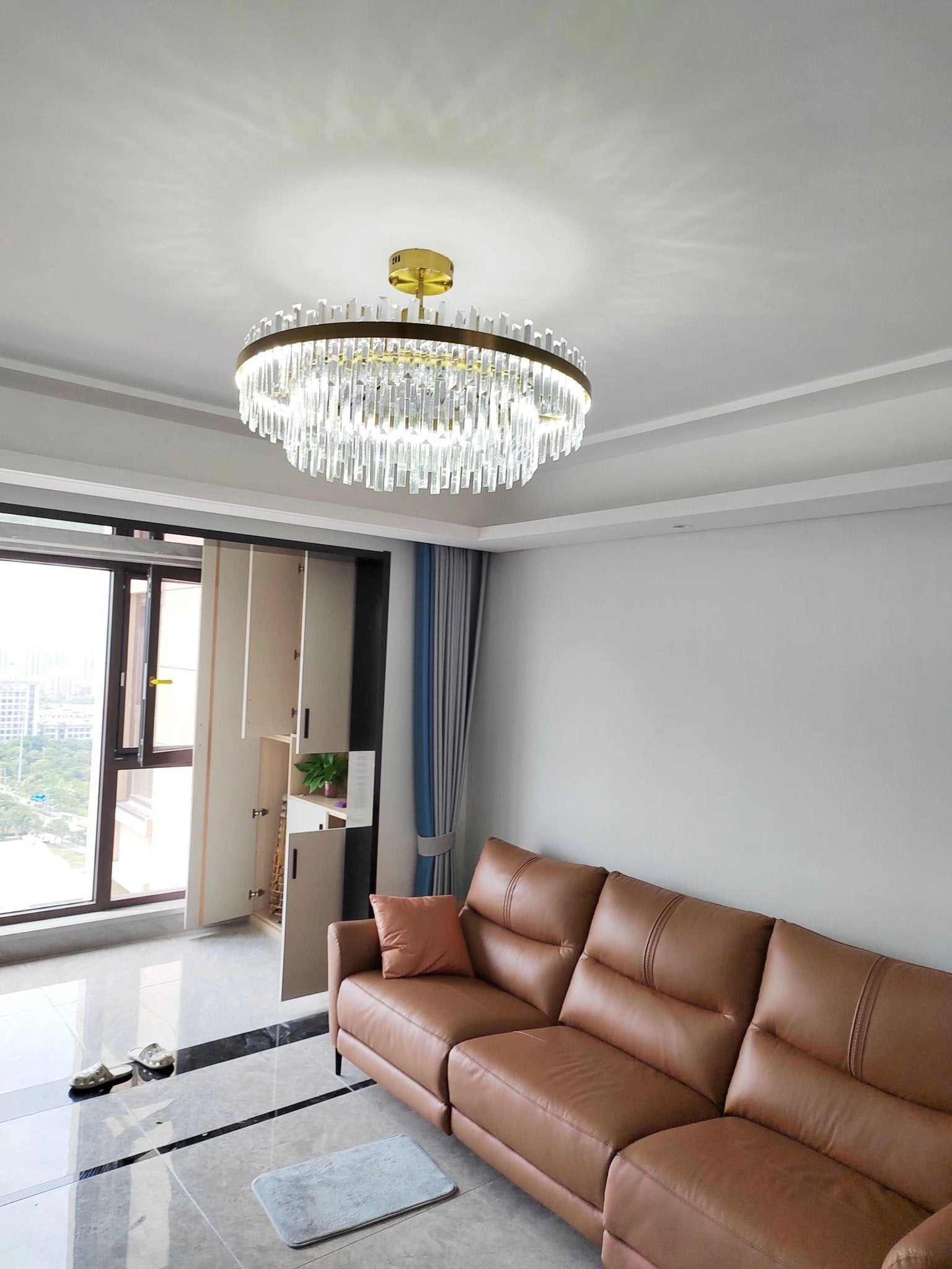 Lustra Chandelier Brass Crystal Drum Elegant - Letslighting