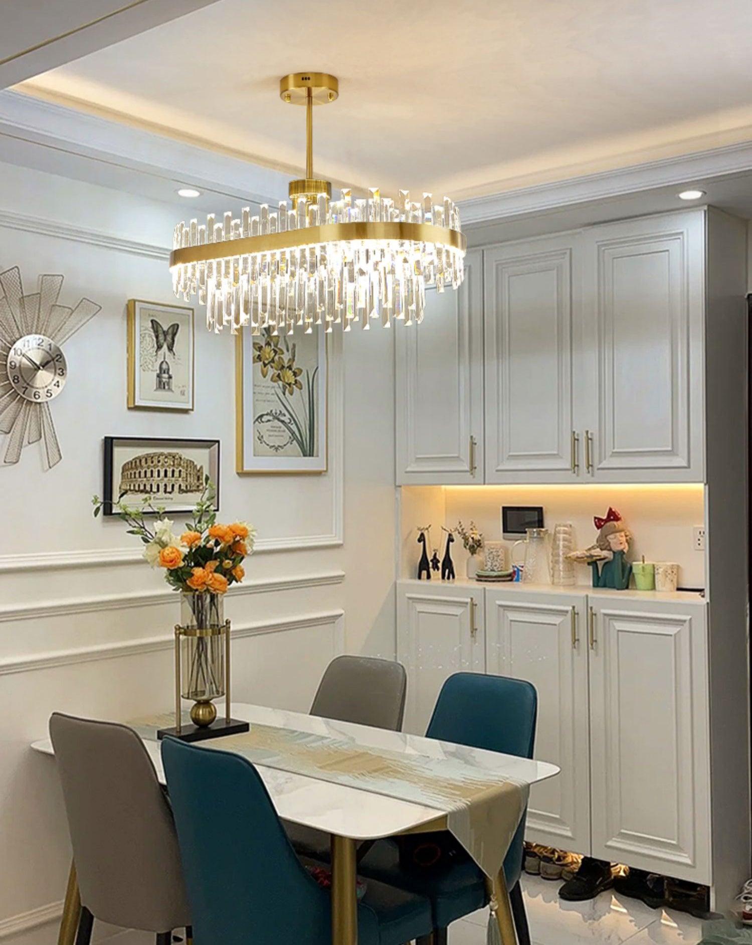 Lustra Chandelier Brass Crystal Drum Elegant - Letslighting
