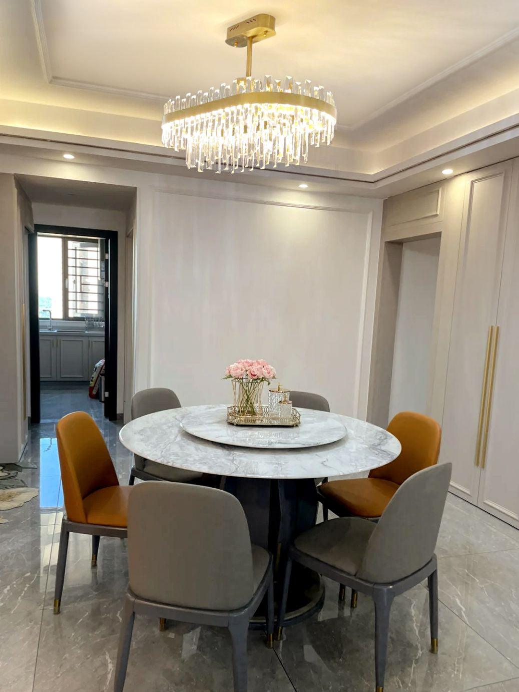 Lustra Chandelier Brass Crystal Drum Elegant - Letslighting