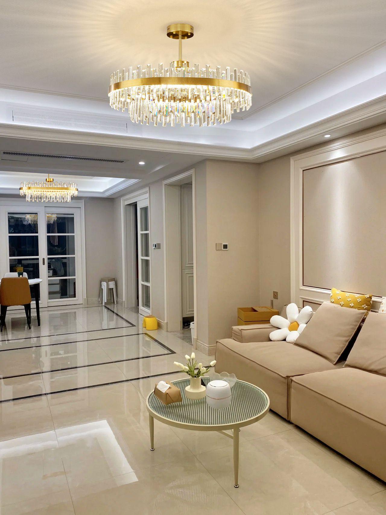 Lustra Chandelier Brass Crystal Drum Elegant - Letslighting