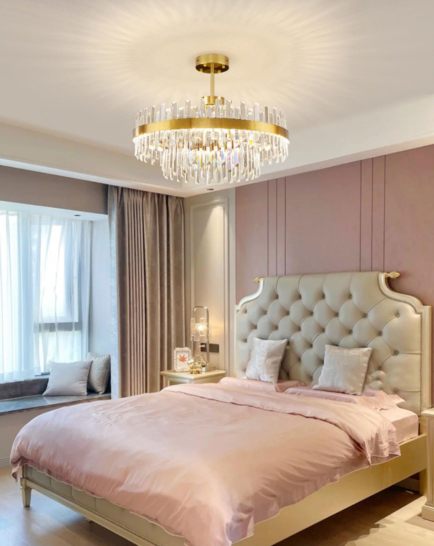 Lustra Chandelier Brass Crystal Drum Elegant - Letslighting
