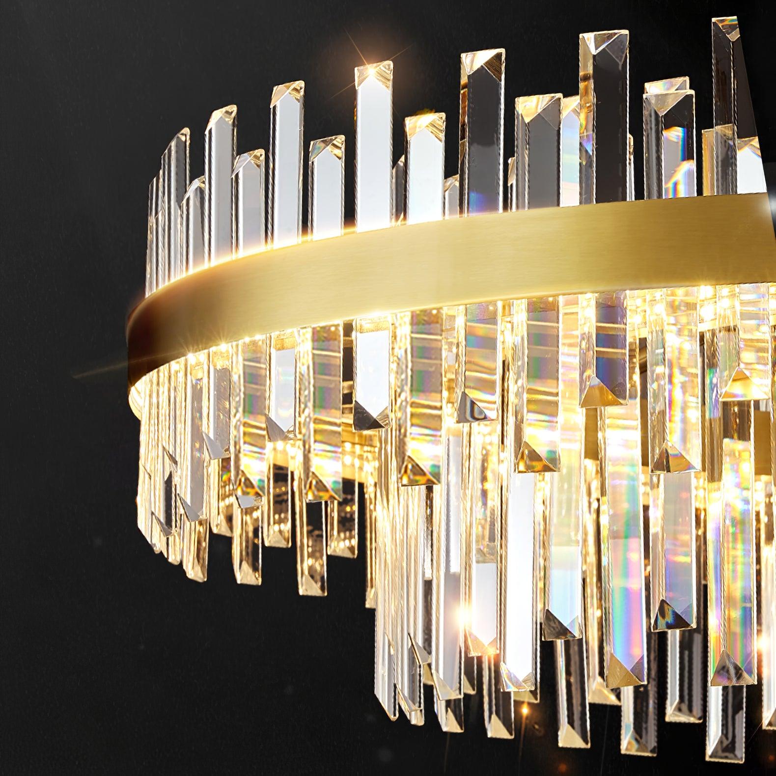 Lustra Chandelier Brass Crystal Drum Elegant - Letslighting
