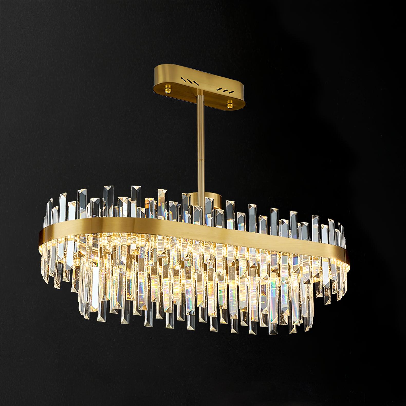 Lustra Chandelier Brass Crystal Drum Elegant - Letslighting