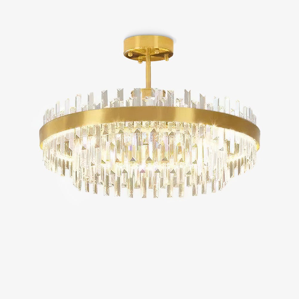 Lustra Chandelier Brass Crystal Drum Elegant - Letslighting