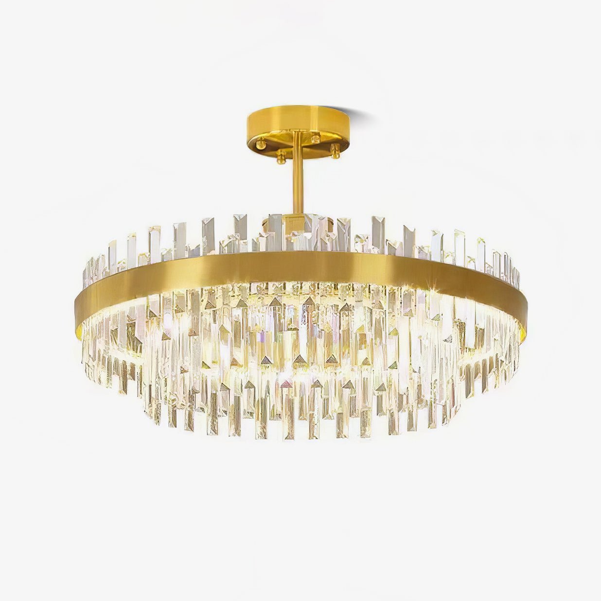 Lustra Chandelier Brass Crystal Drum Elegant - Letslighting